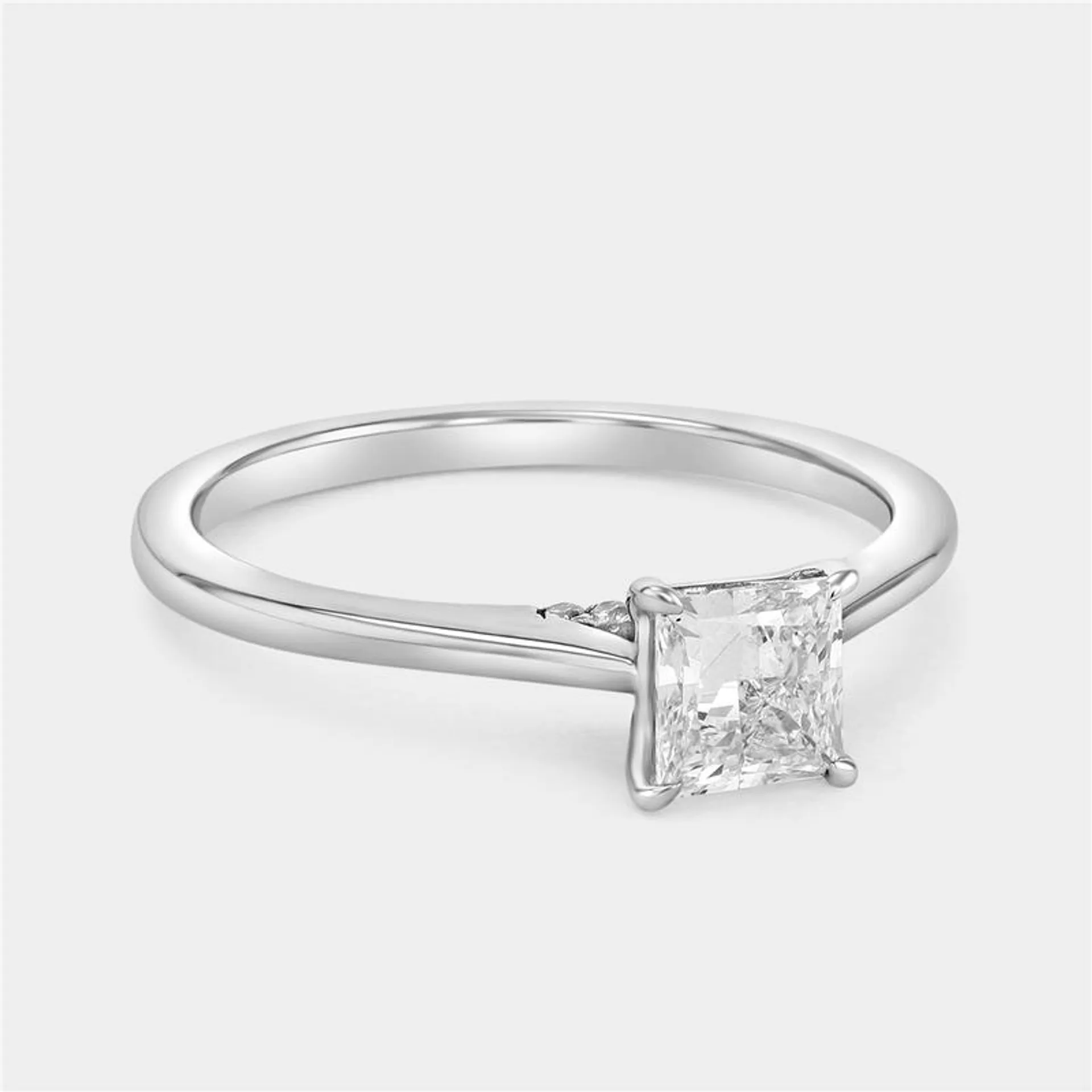 White Gold 0.7ct Lab Grown Diamond Solitaire Princess Ring