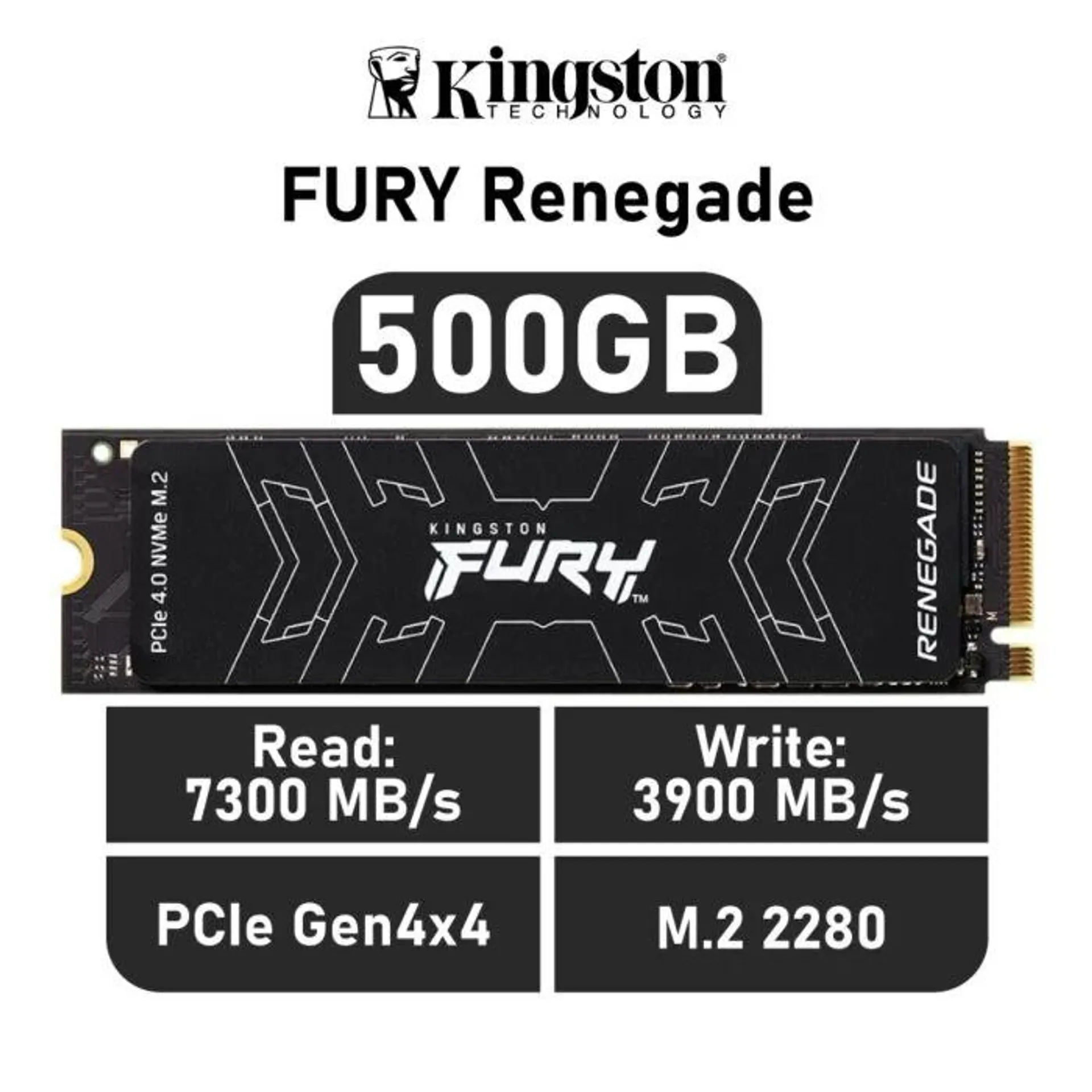 Kingston FURY Renegade 500GB PCIe Gen4x4 SFYRS/500G M.2 2280 Solid State Drive