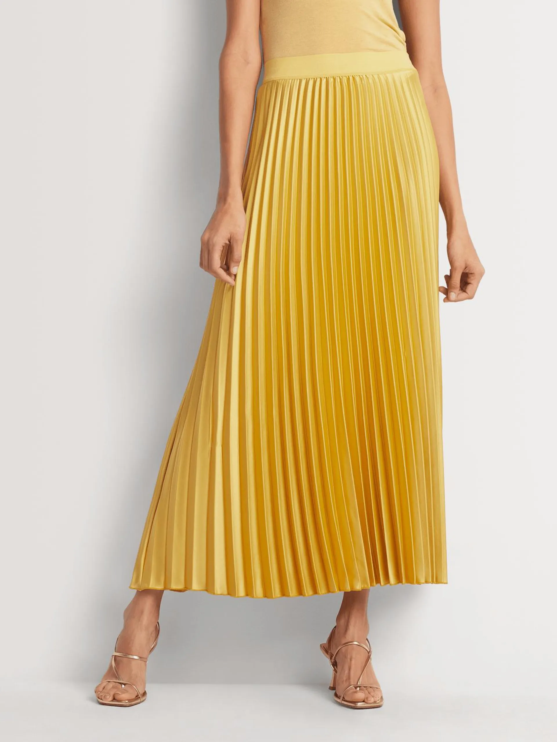 Pleated Satin Maxi Skirt