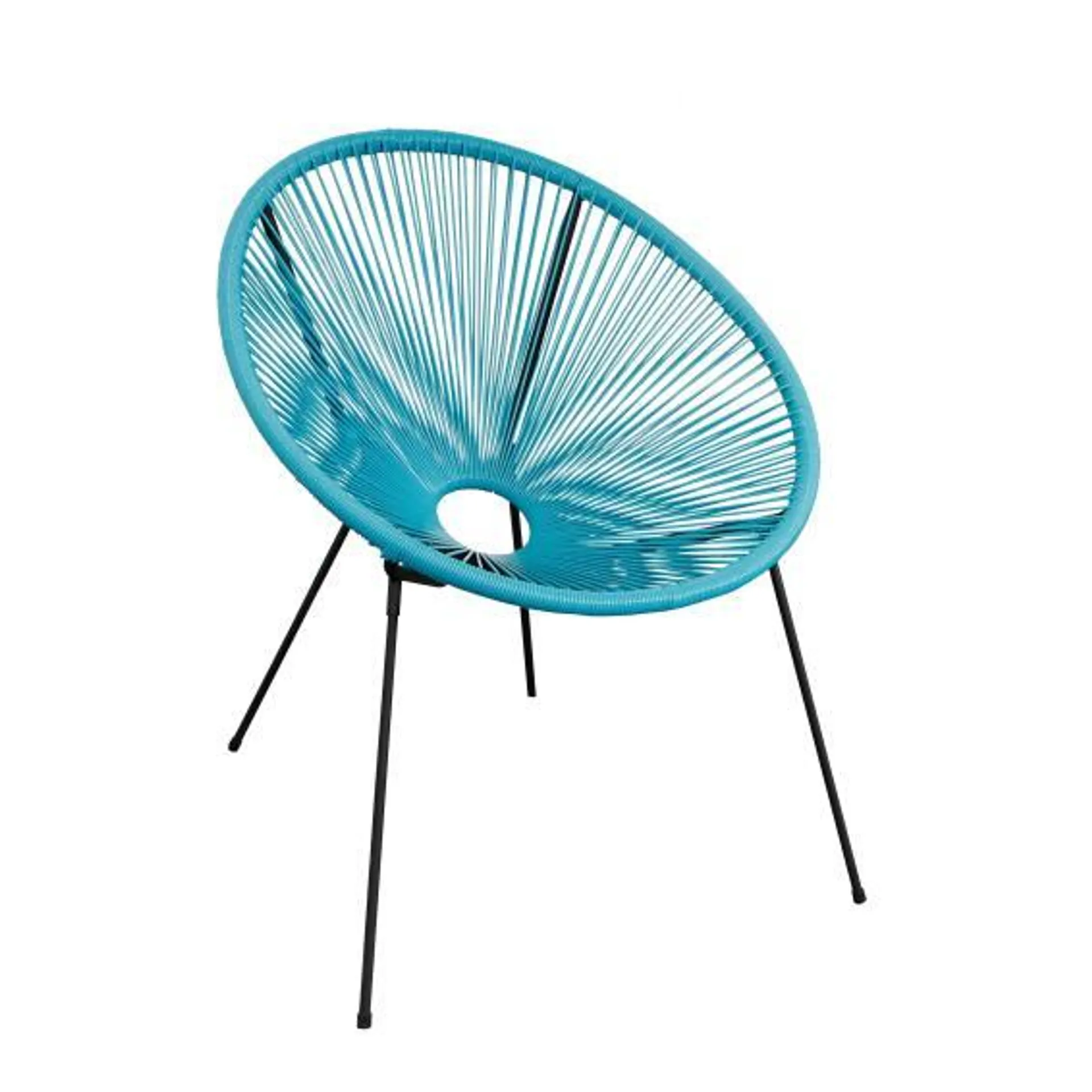 Acapulco Round Rattan & Steel Patio Chair Turquoise Blue