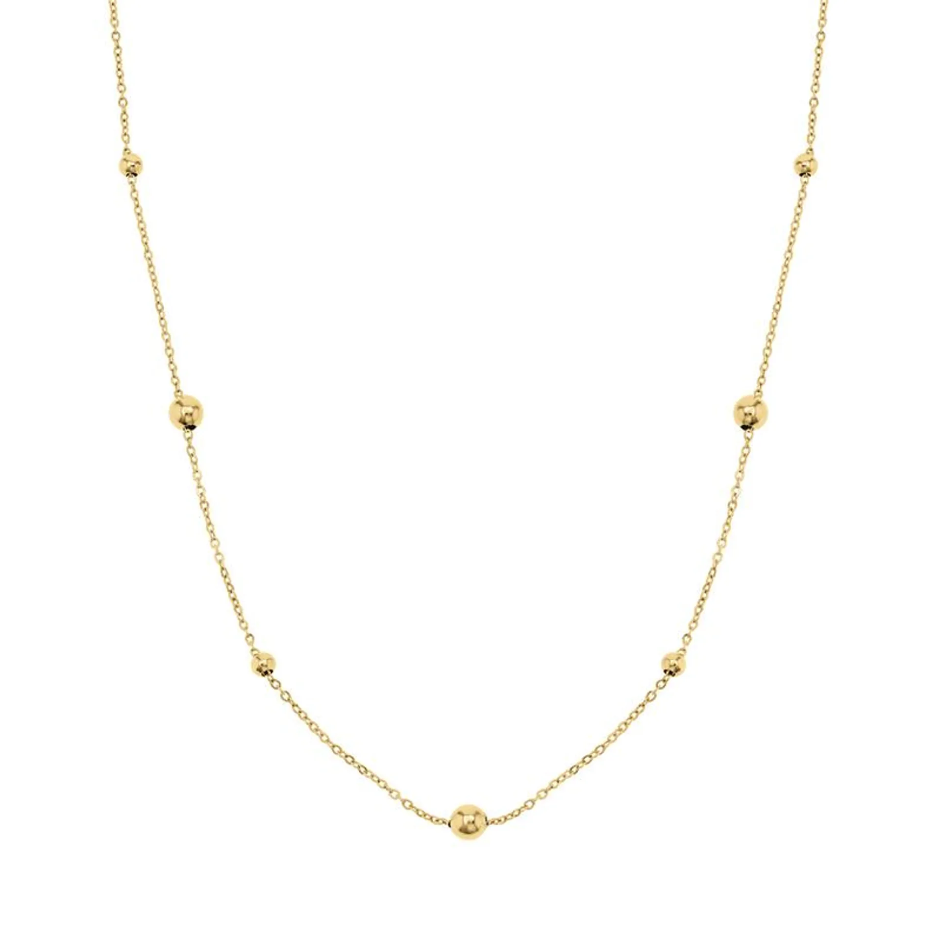 Yellow Gold, +-45cm Beaded Station Chain