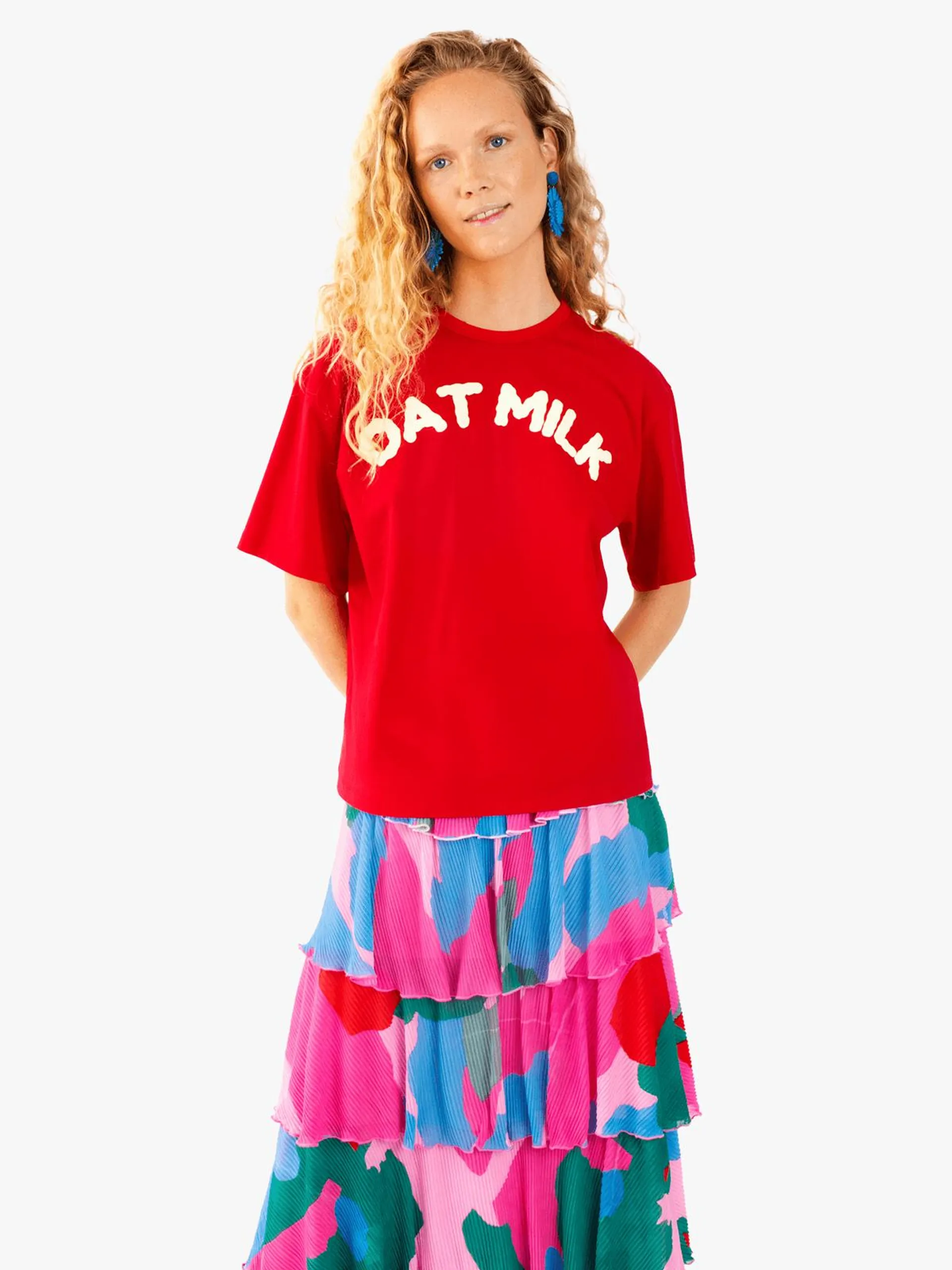 Women's Me&B Red Oat Milk Statement T-Shirt