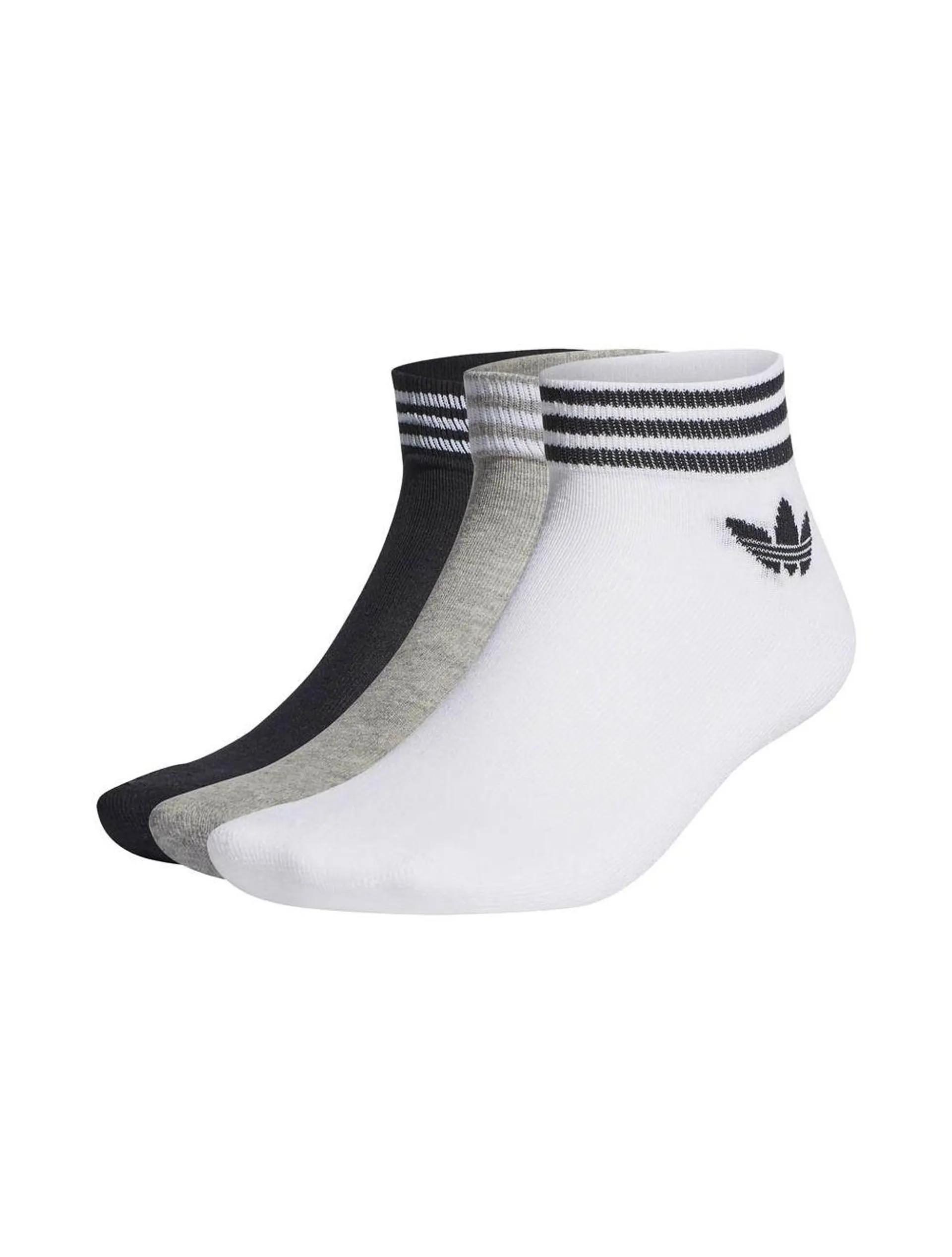 adidas Originals Island Club Trefoil Ankle Socks 3 Pairs White/Black/Grey