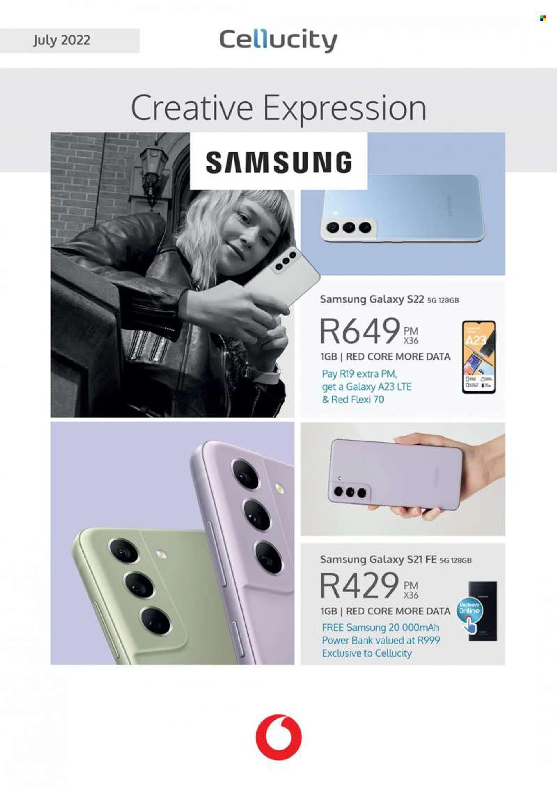 Cellucity catalogue  - 07/07/2022 - 04/08/2022 - Sales products - Samsung Galaxy, Samsung, Samsung Galaxy S, Samsung Galaxy S21, power bank. Page 1.