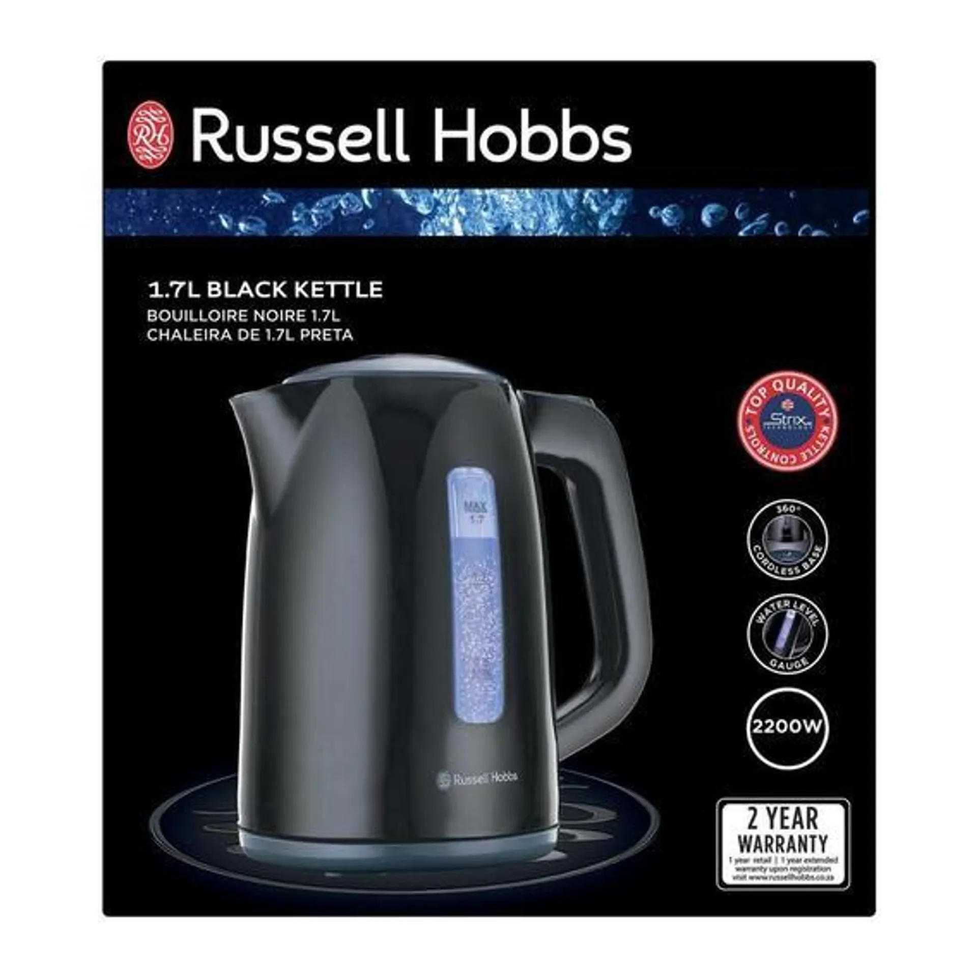 RUSSELL HOBBS PLASTIC C/LESS KETTLE RHPK02