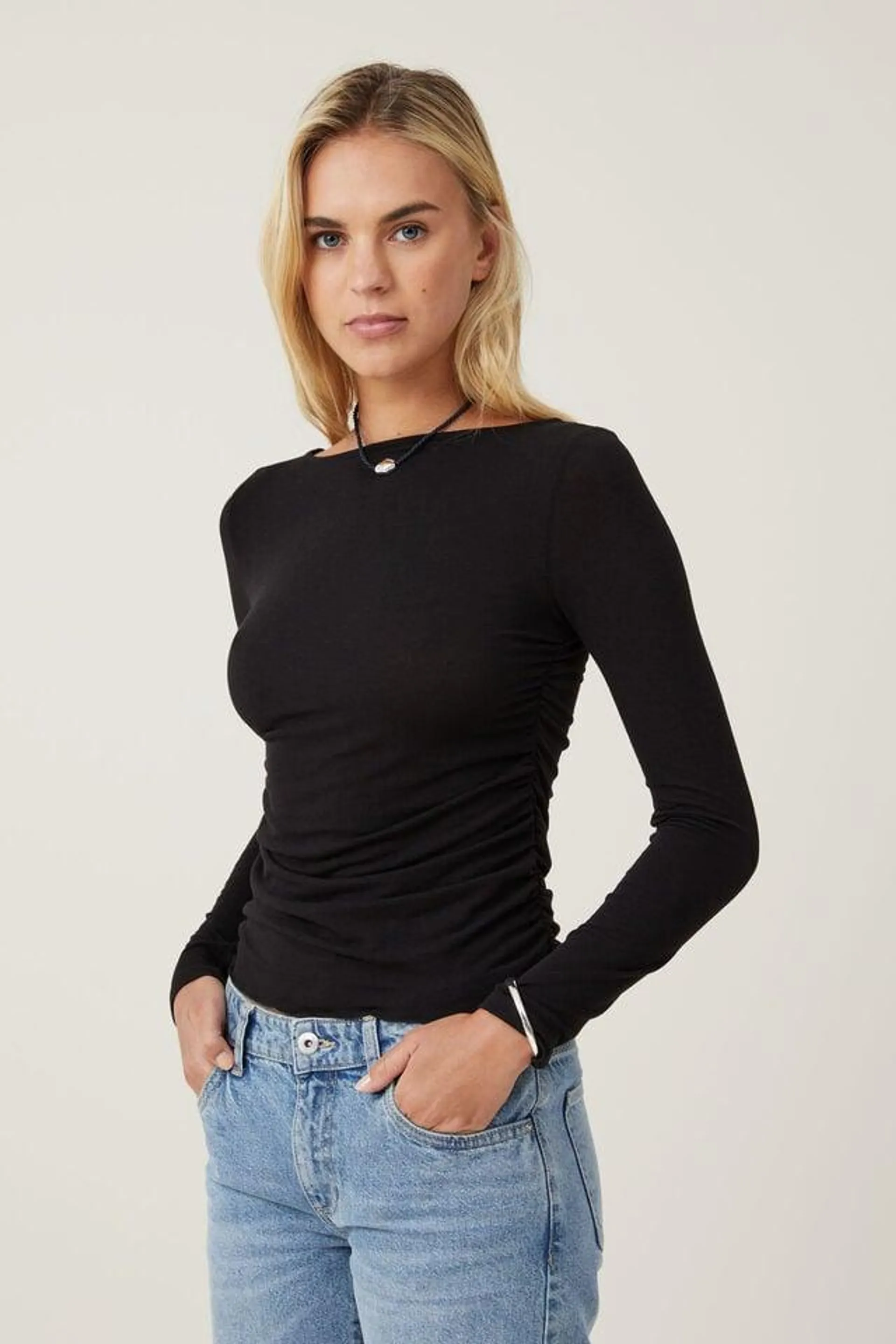 Hazel Boat Neck Long Sleeve Top