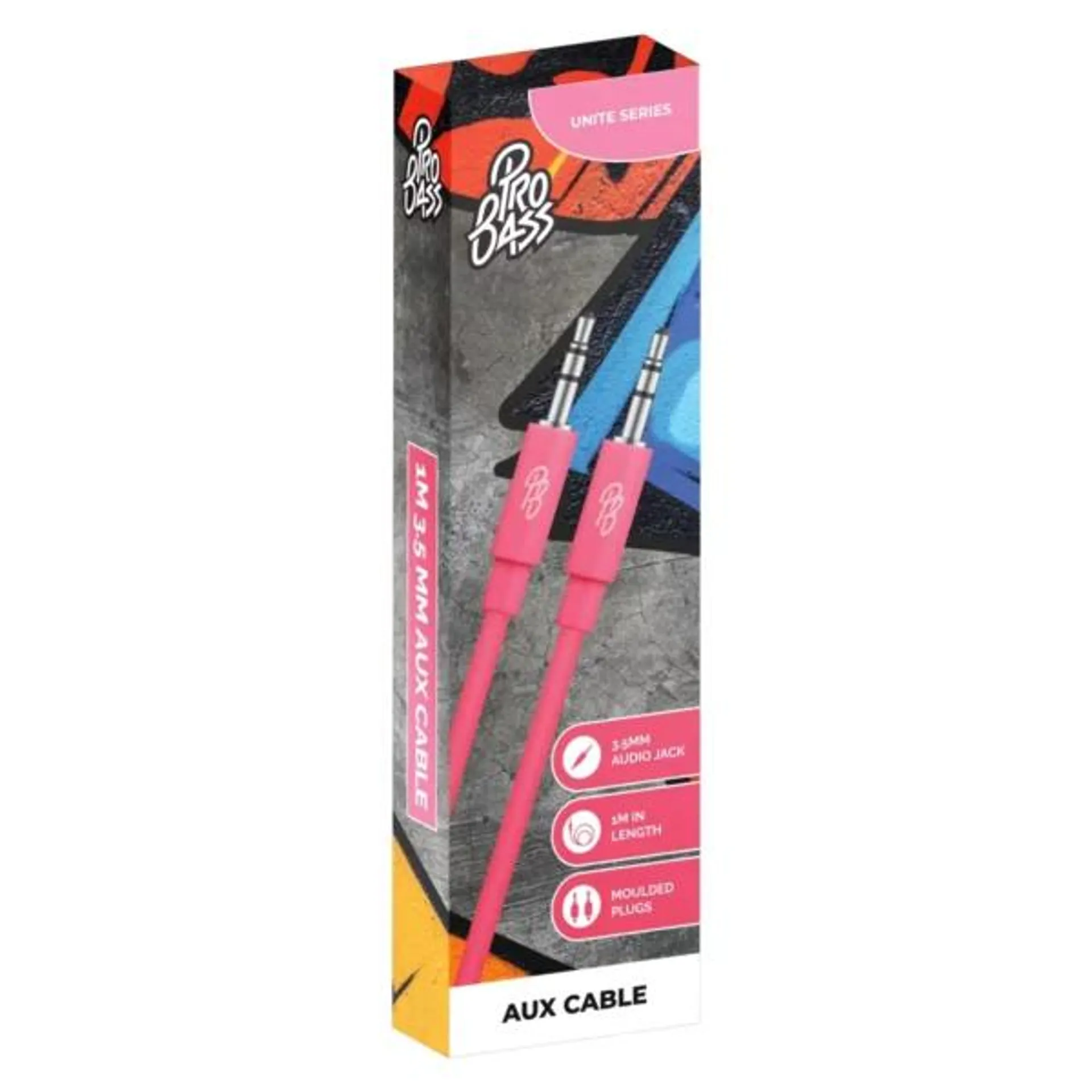 PRO BASS UNITE SERIES AUX CABLE 1M PINK