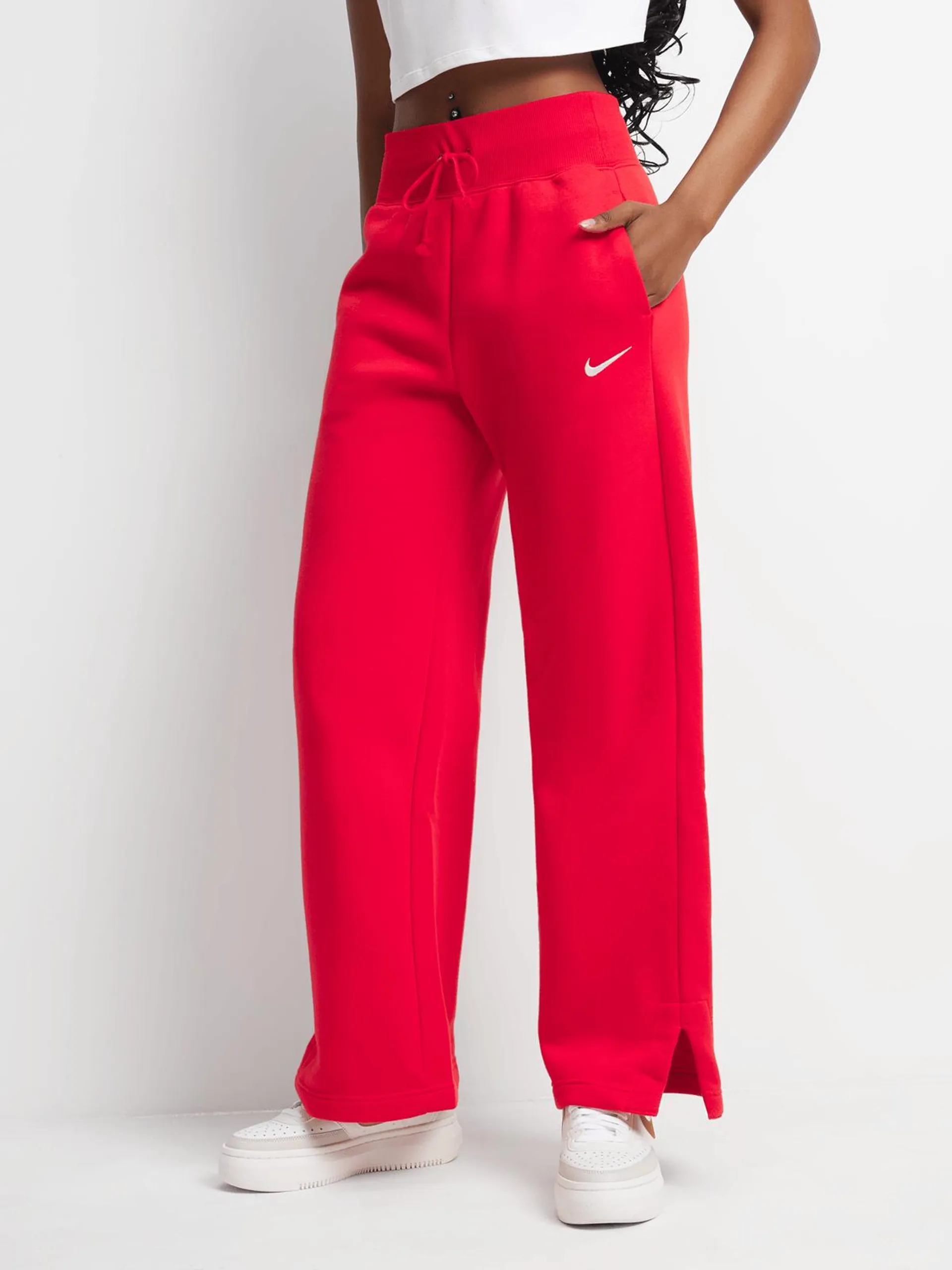 Nike Women's Nsw Phoenix Fleece Red Wide-Leg Joggers