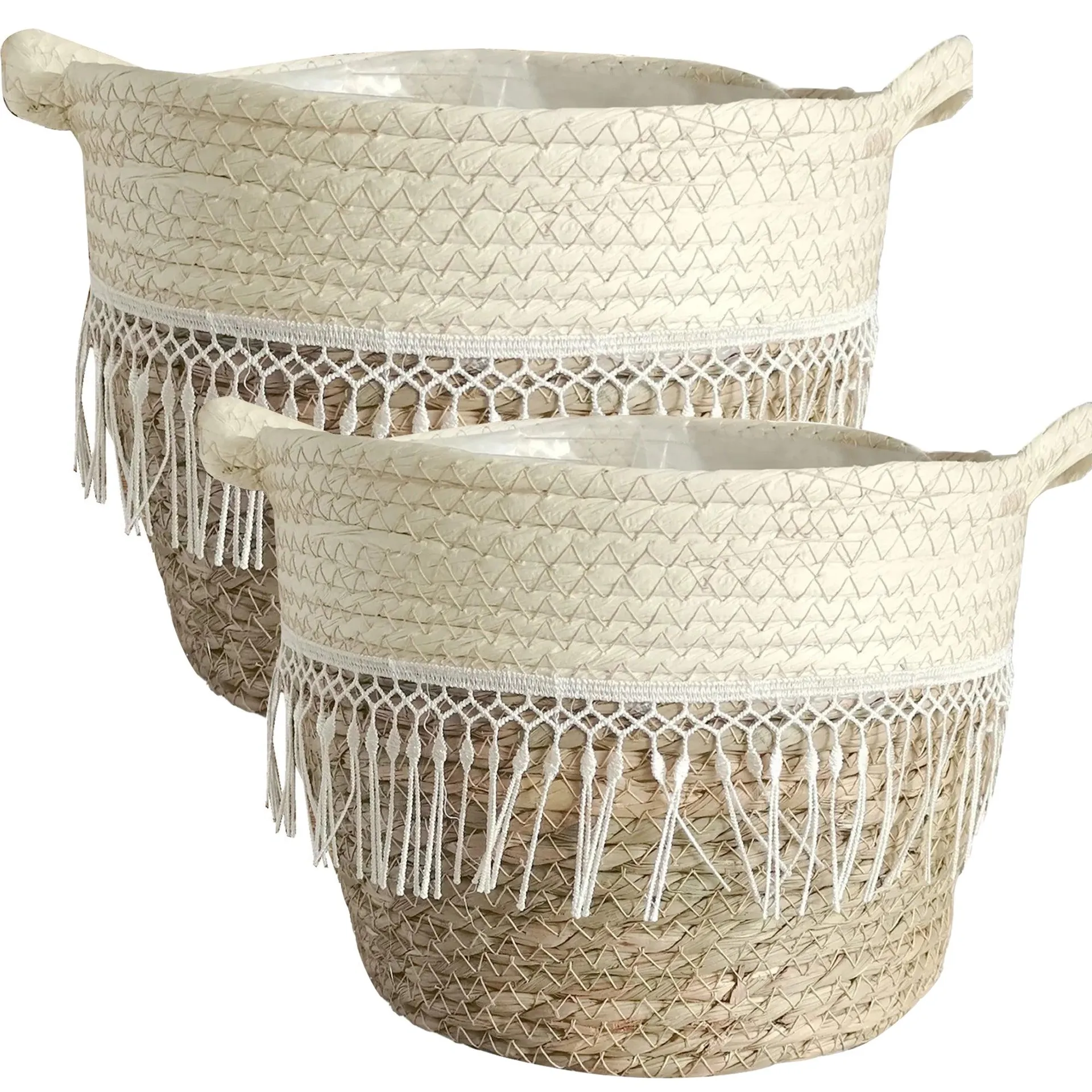 Heartdeco Woven Decorative Flower Plant Basket Set - 30cm & 28cm Heights