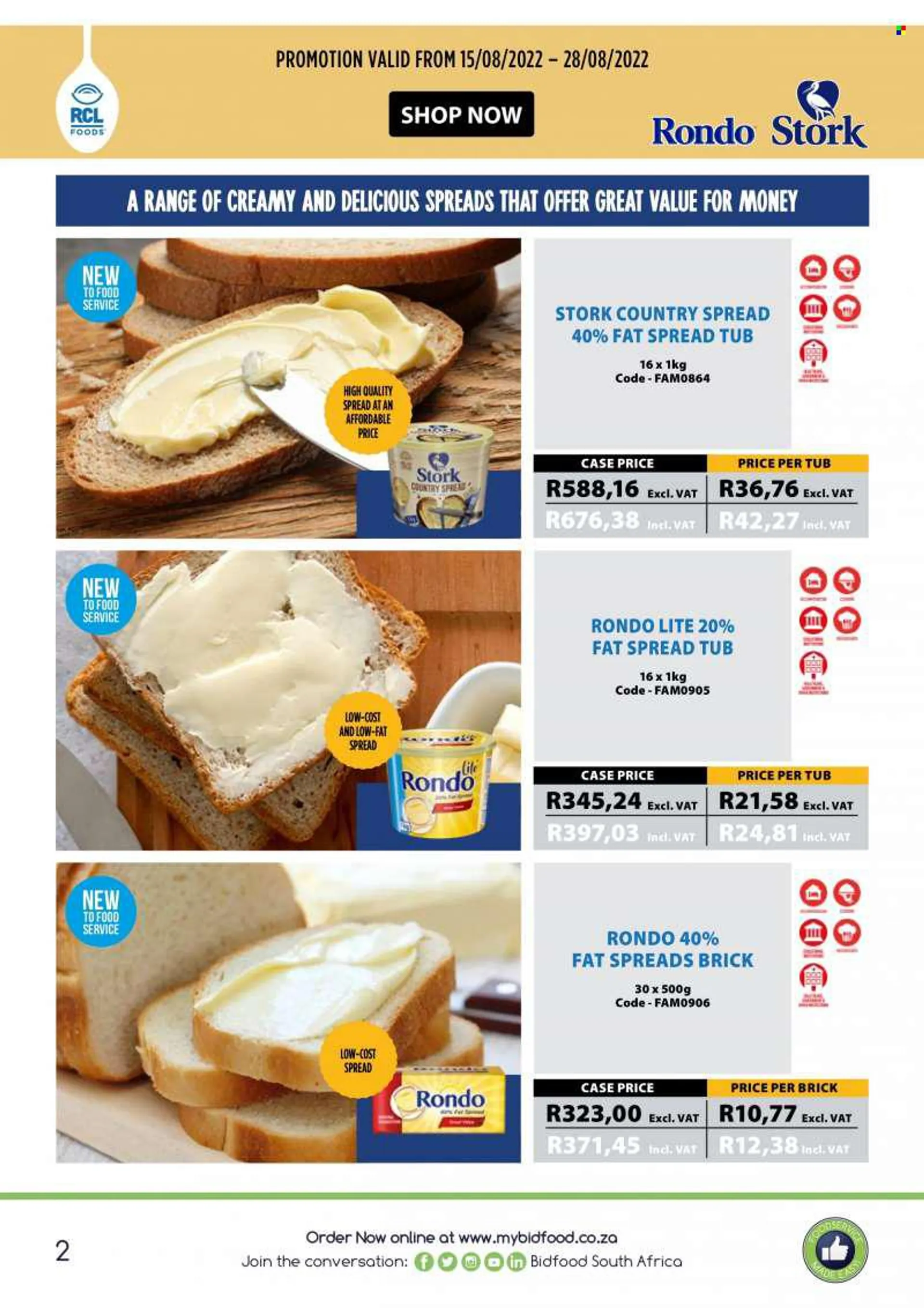 Bidfood catalogue  - 15/08/2022 - 28/08/2022 - Sales products - fat spread. Page 2.