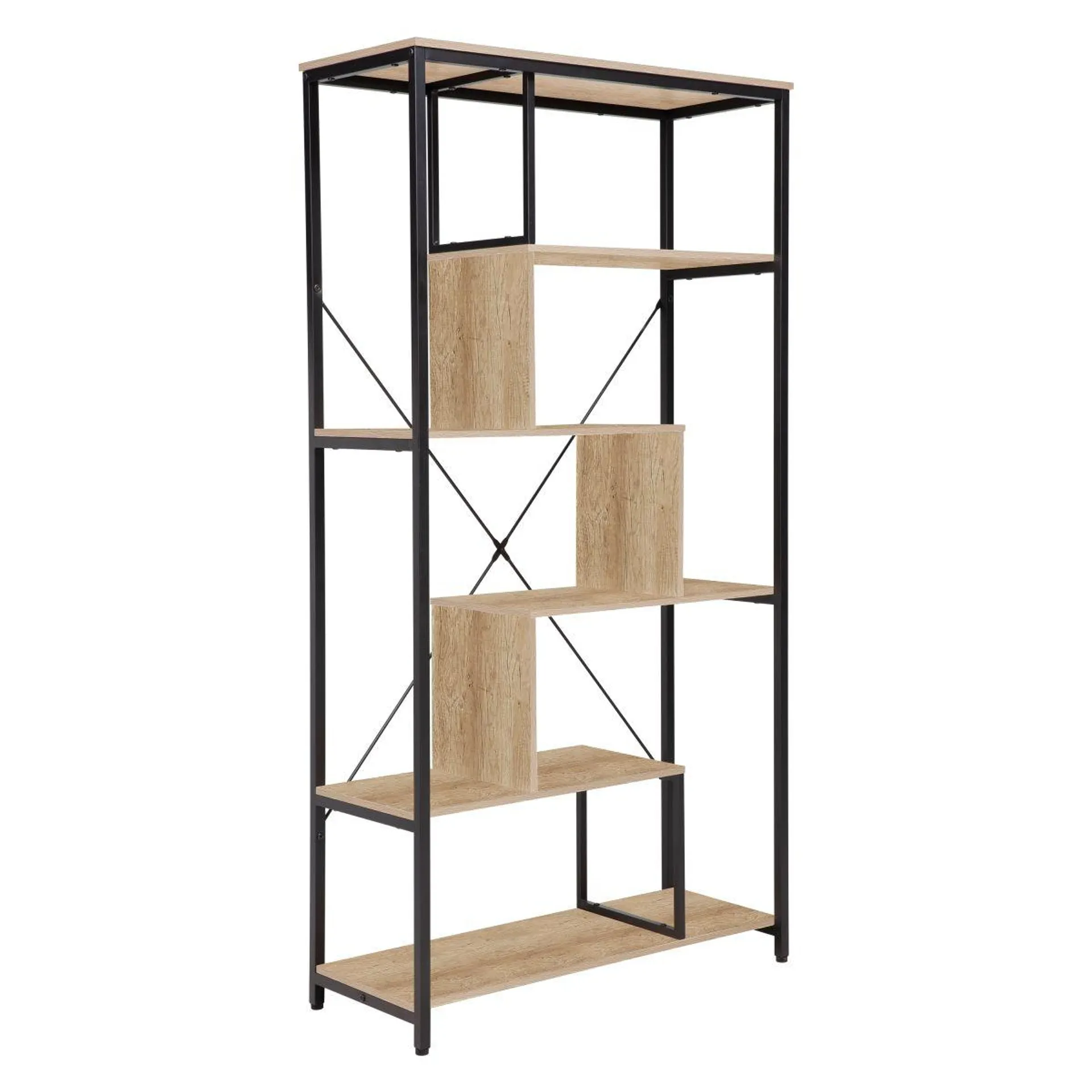 Everfurn Vector Large Bookshelf with Powder Coated Steel Frame