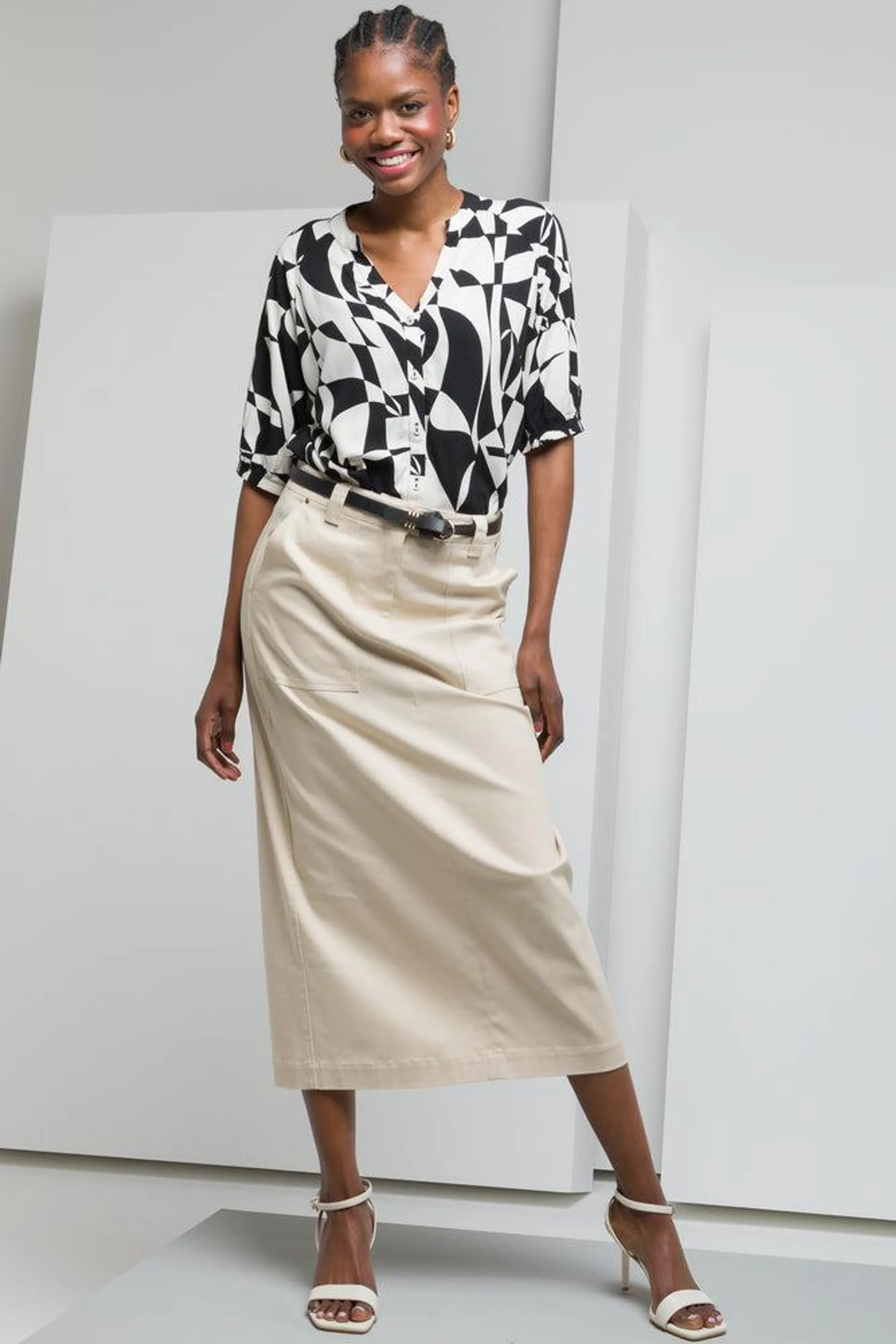 Utility Twill Skirt Natural