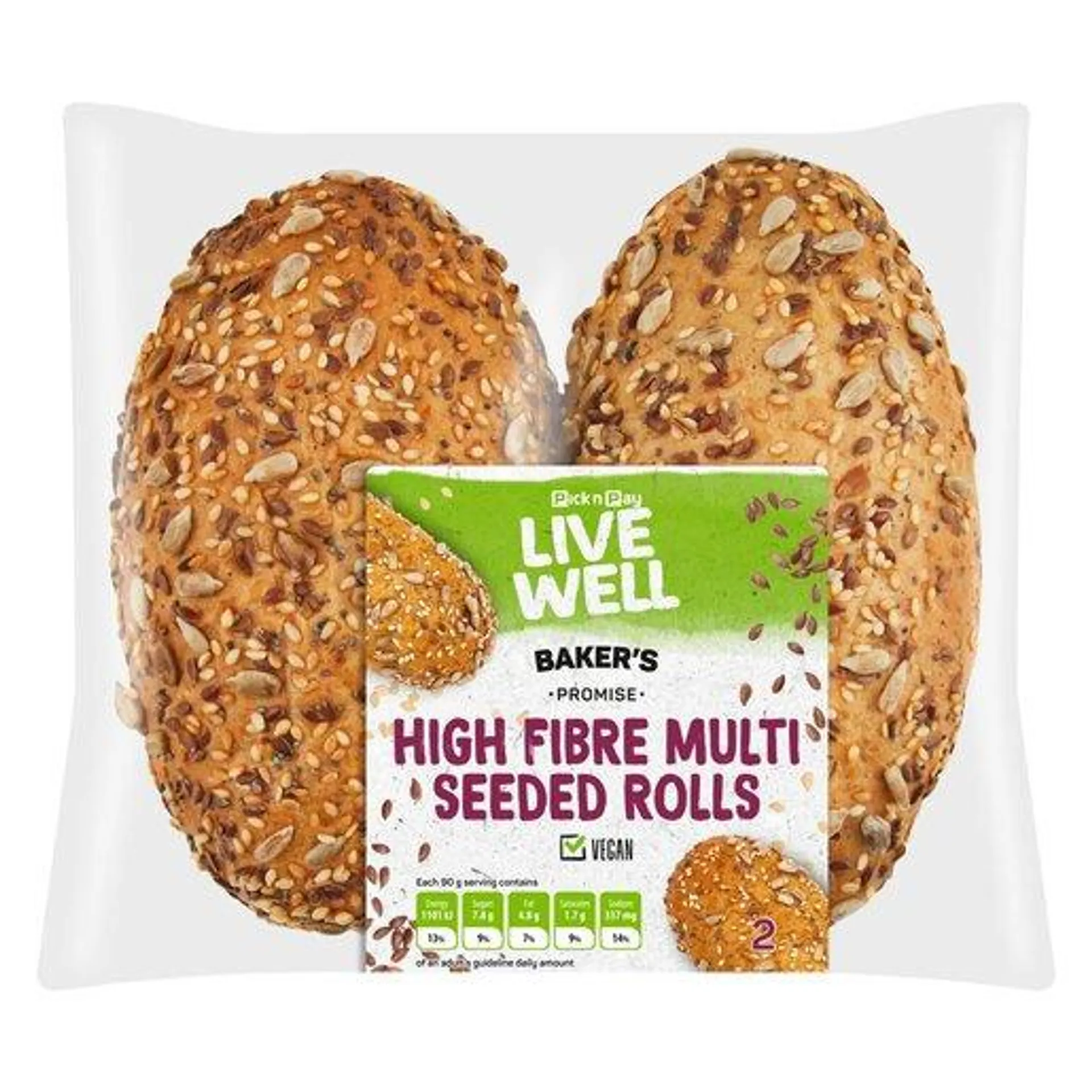 PnP Live Well High Fibre Multi Seeded Rolls 2 Pack