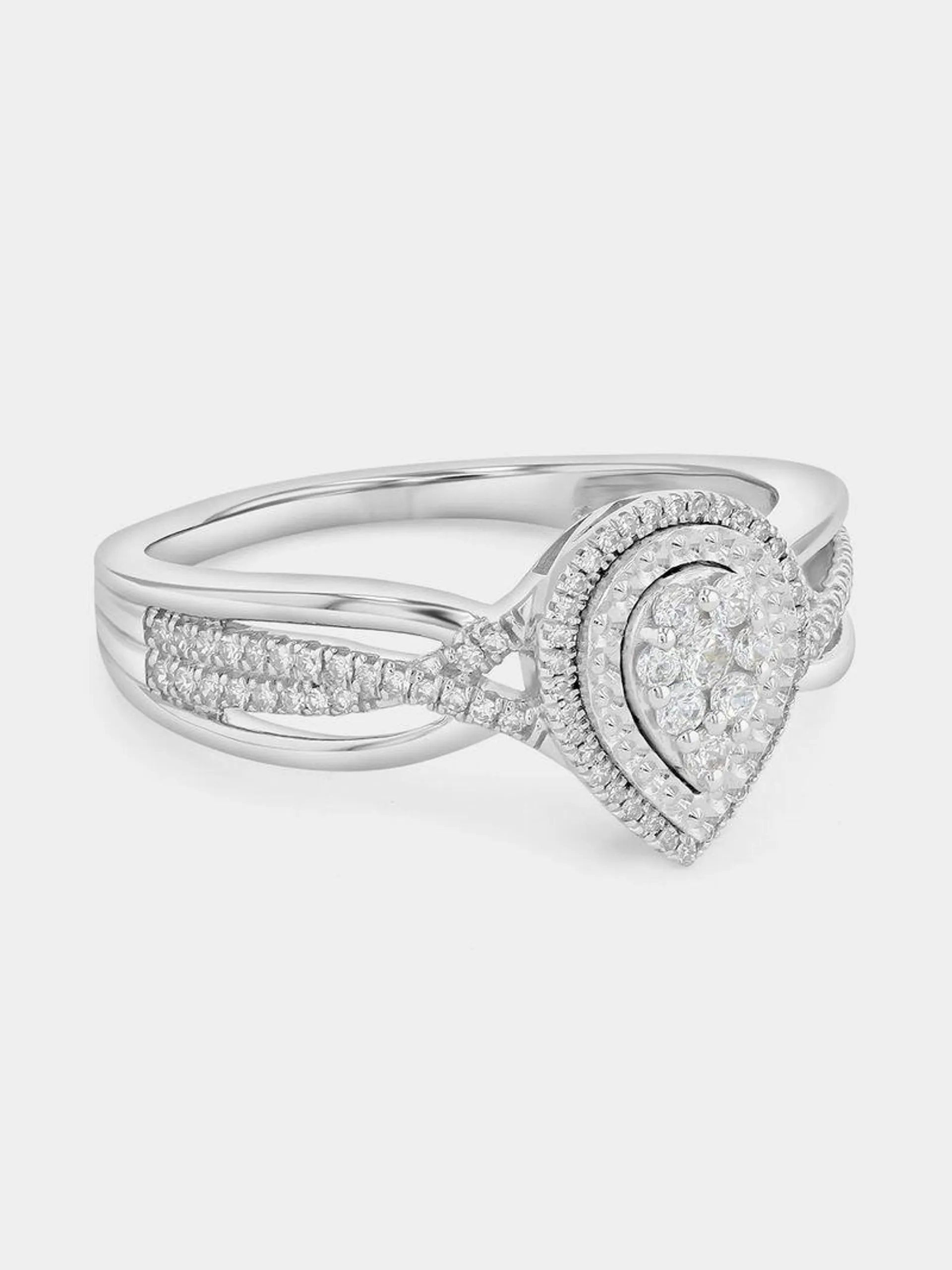 White Gold 0.30ct Diamond Pear Halo Ring