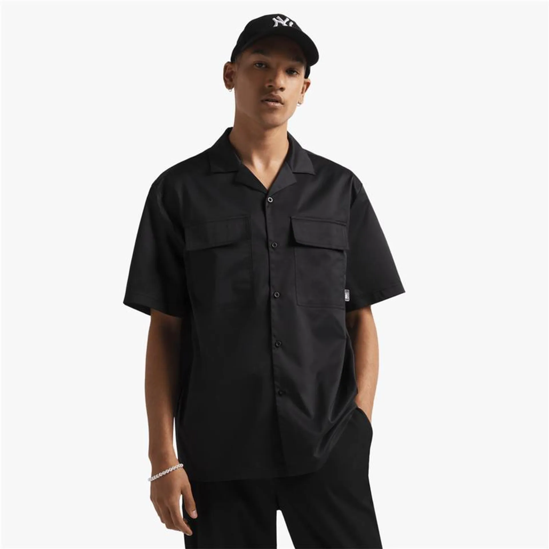 Men's Black Taslon Bowling Shirt