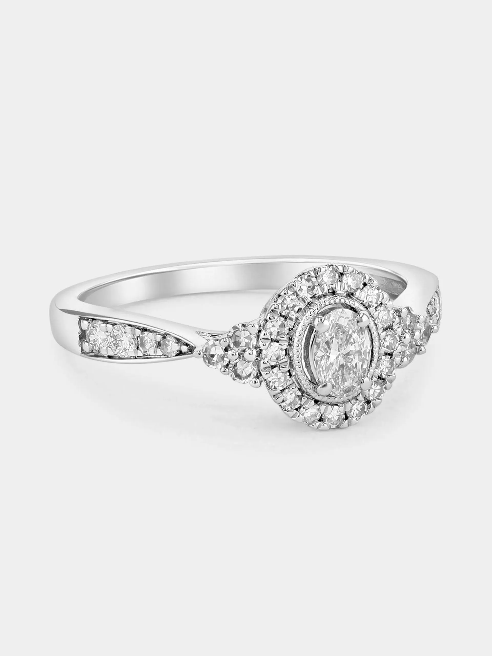 White Gold 0.75ct Lab Grown Diamond Oval Halo Ring