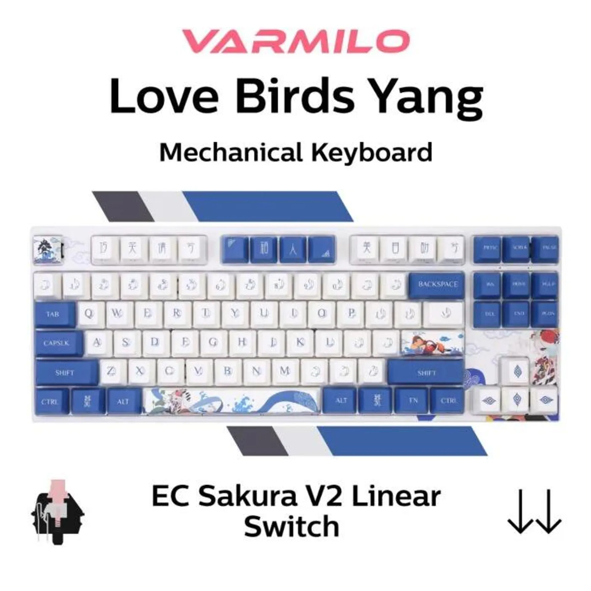 Varmilo MA87 V2 Love Birds Yang EC Sakura V2 A33A002A9A3A01A003 TKL Size Mechanical Keyboard