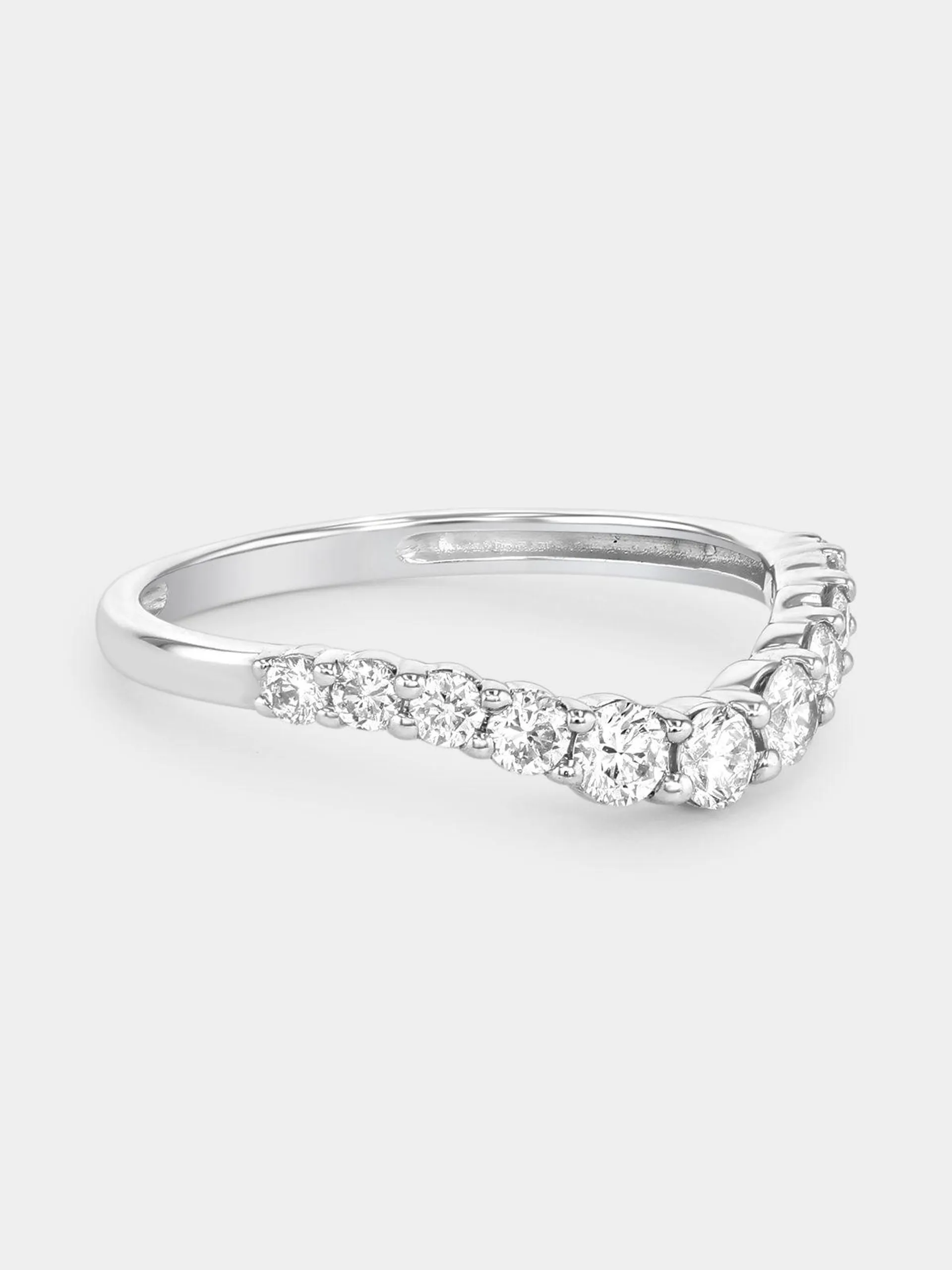 White Gold 0.5ct Lab Grown Diamond Curved Anniversary Ring