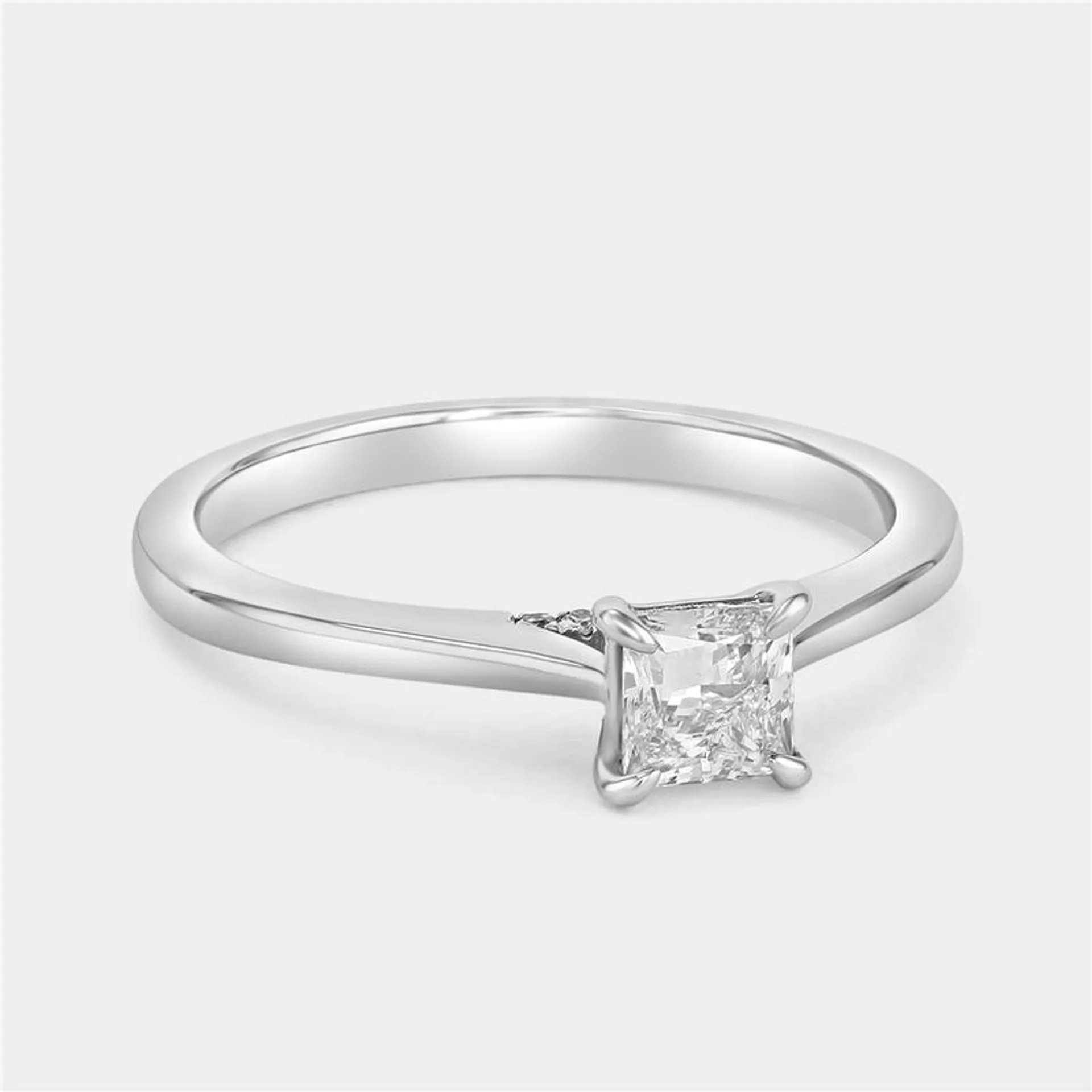 White Gold 0.5ct Lab Grown Diamond Solitaire Princess Ring