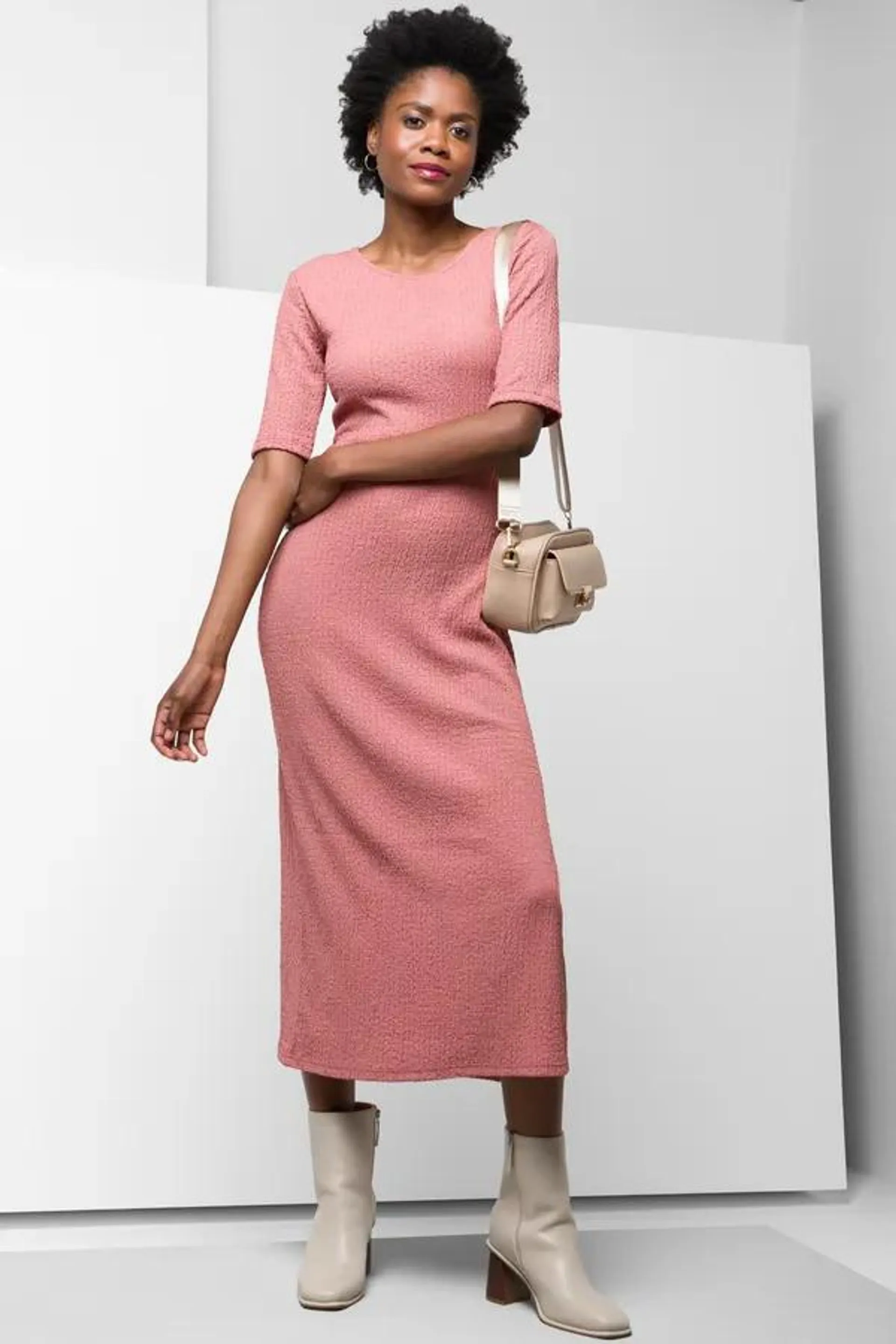 Short sleeve column dress pink