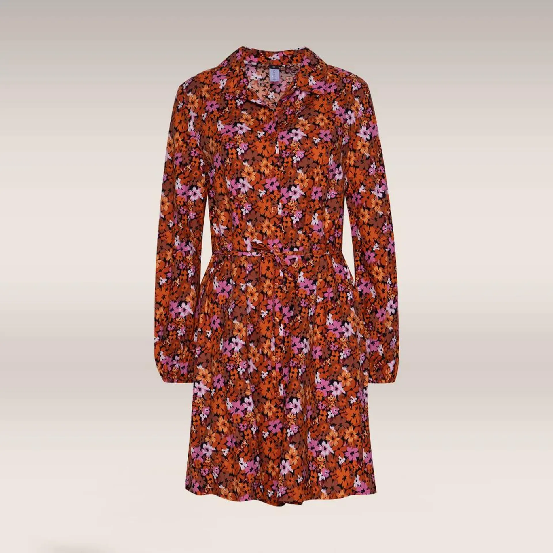 Floral shirt dress burnt orange