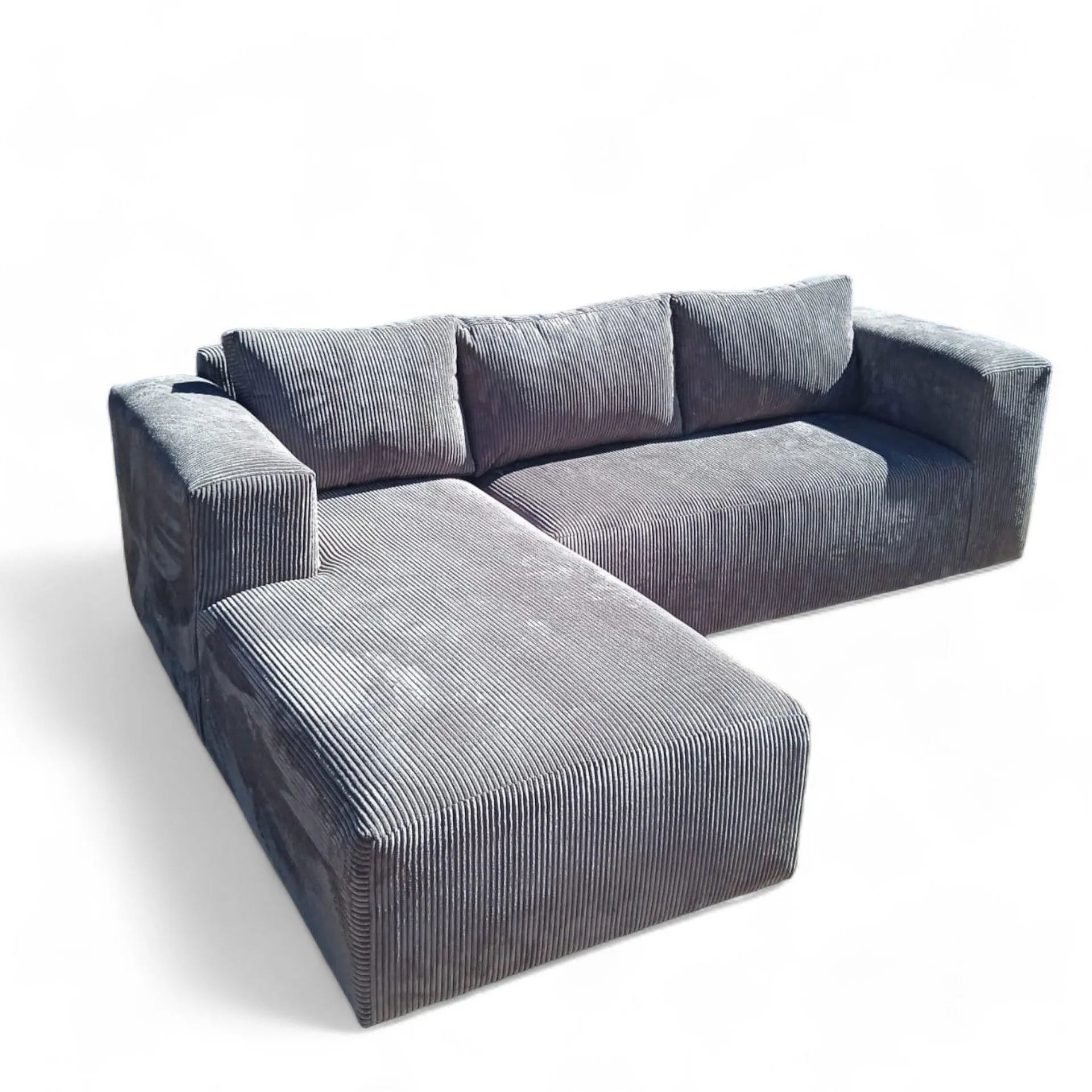 Anataloia L Shape Couch - Corduroy -Grey