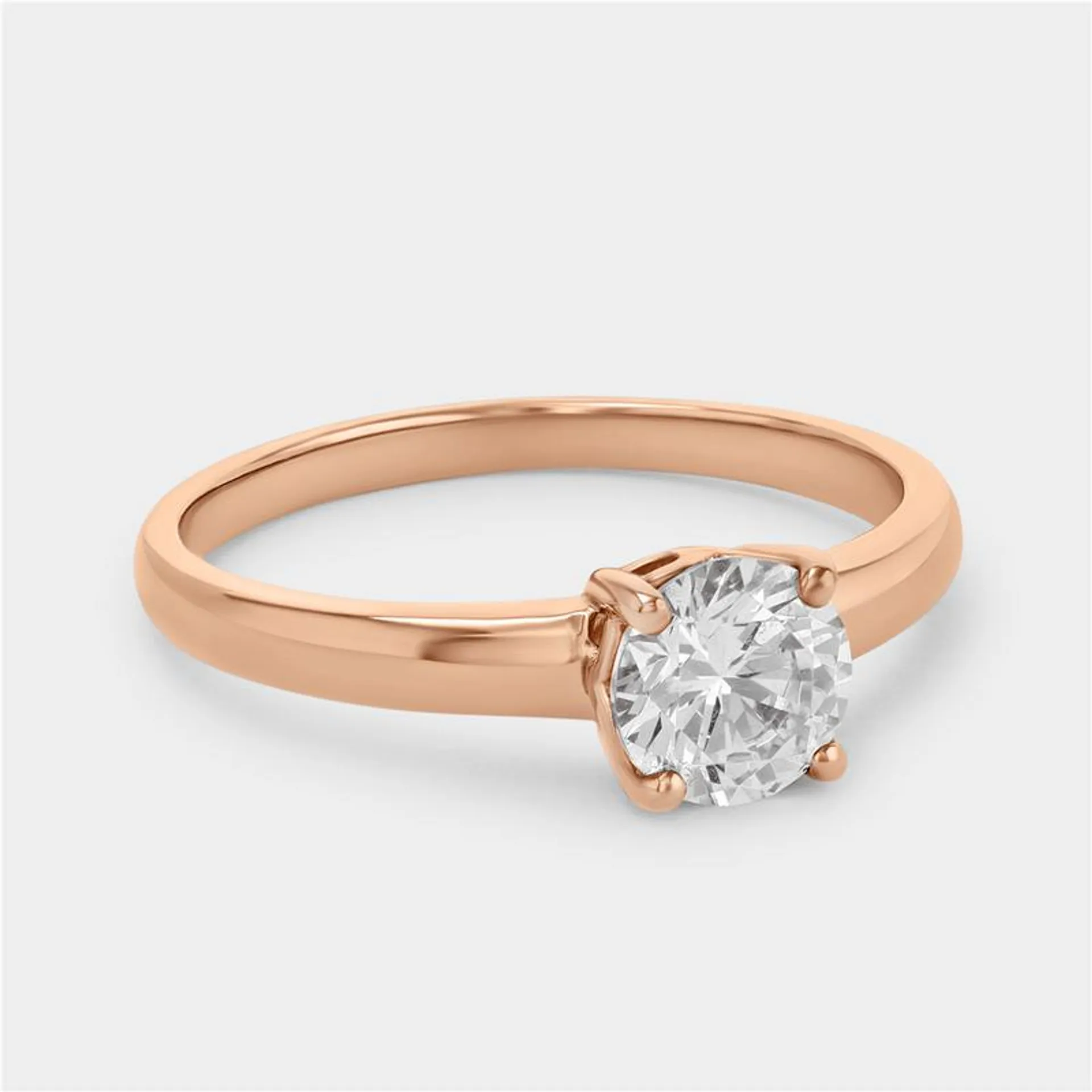 Cheté Rose Plated Sterling Silver Cubic Zirconia Solitaire Ring