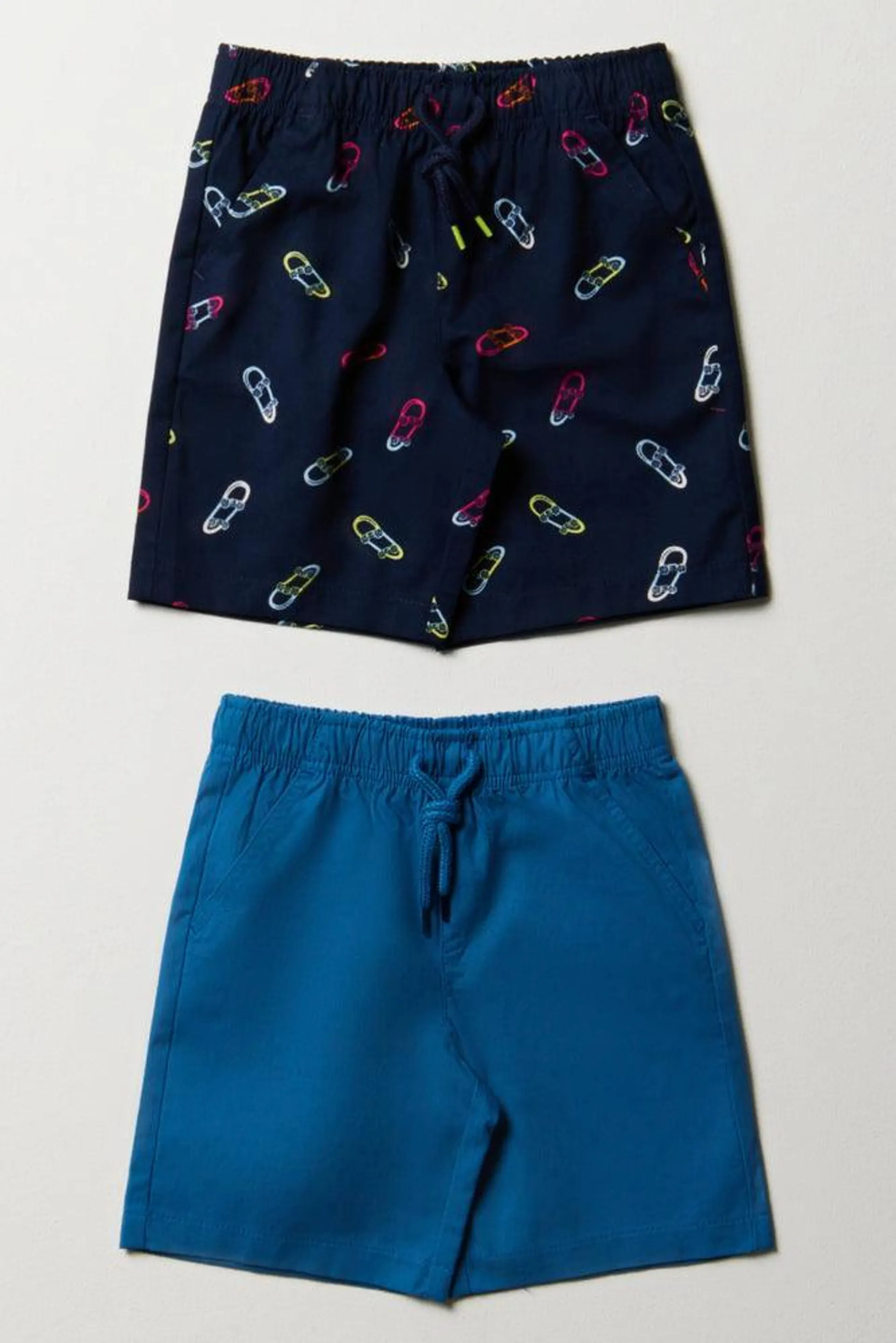 2 Pack Skateboard Shorts Blue & Navy