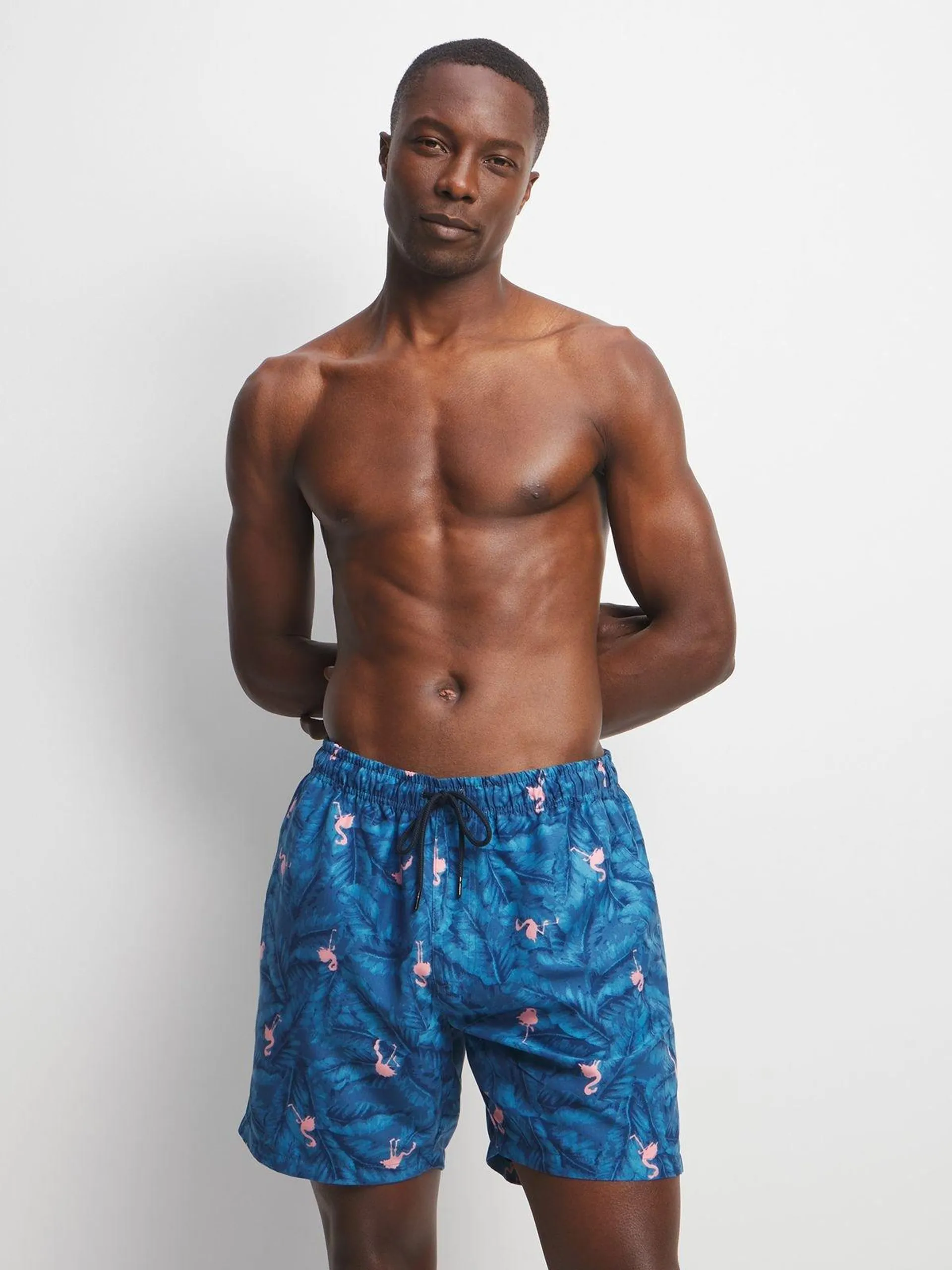 Men's Navy Flamingo Swim Shorts