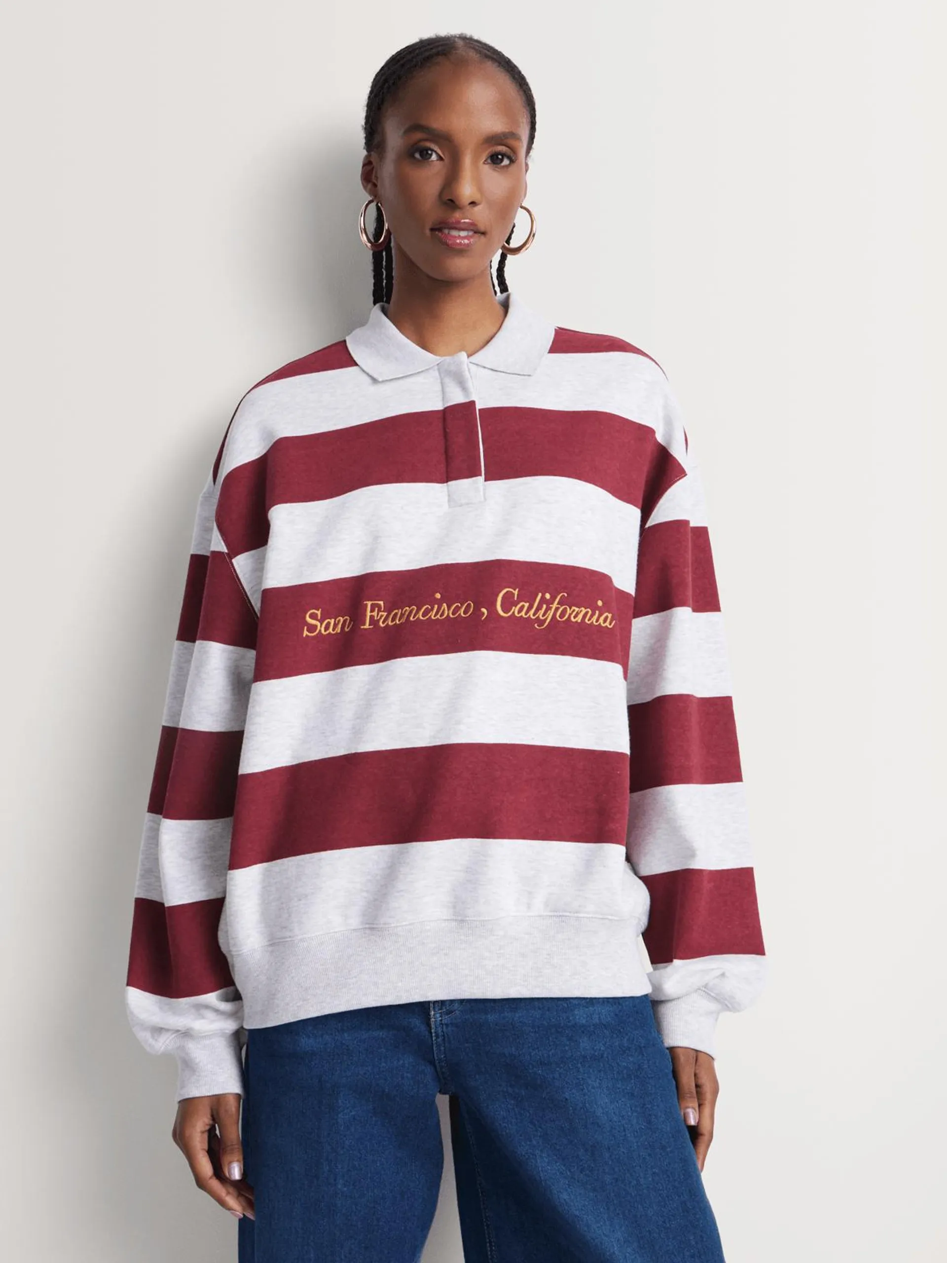 Stripe Rugby Jersey Sweat Top