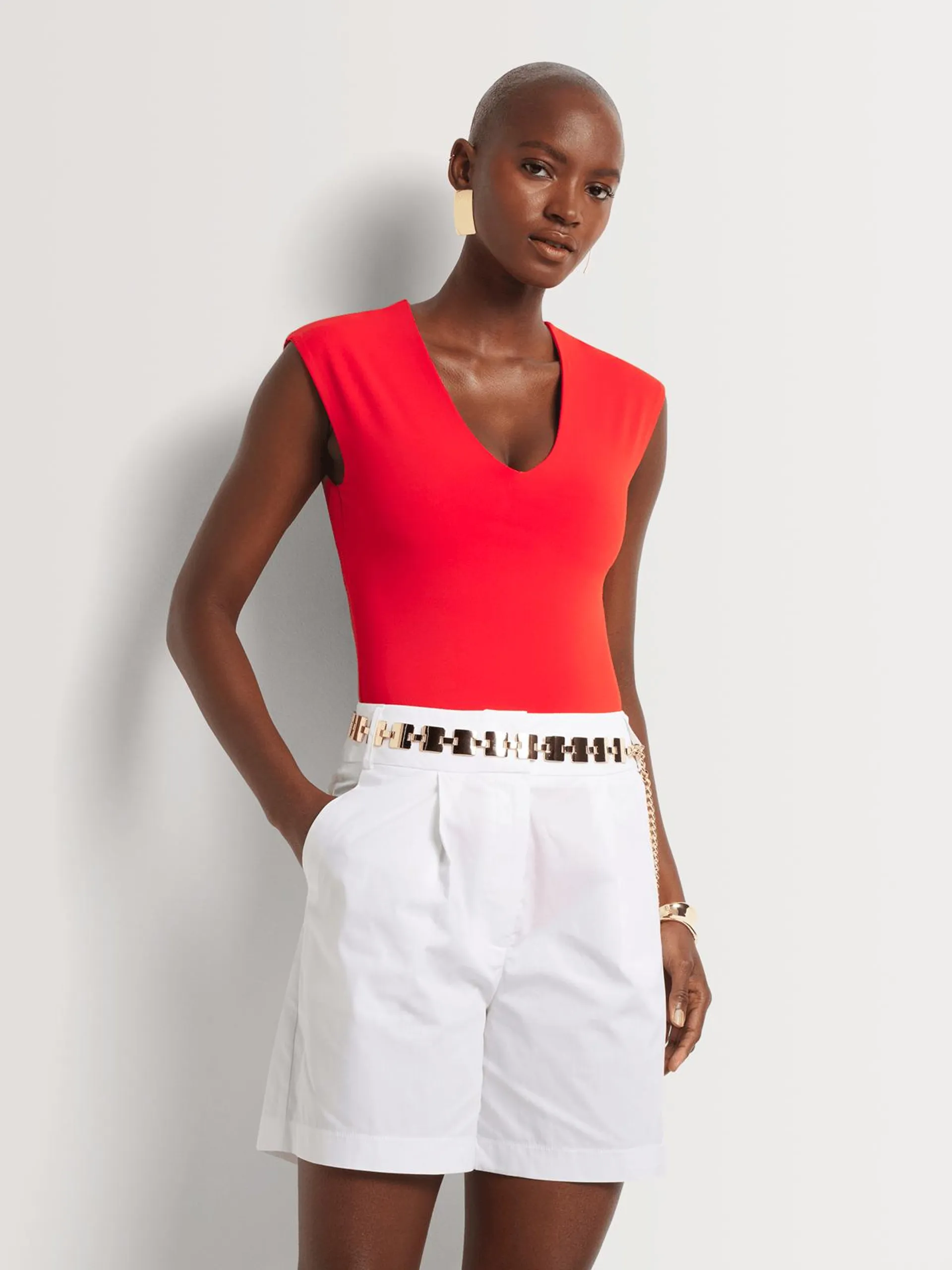 Cotton Broad Waistband Bermuda Shorts