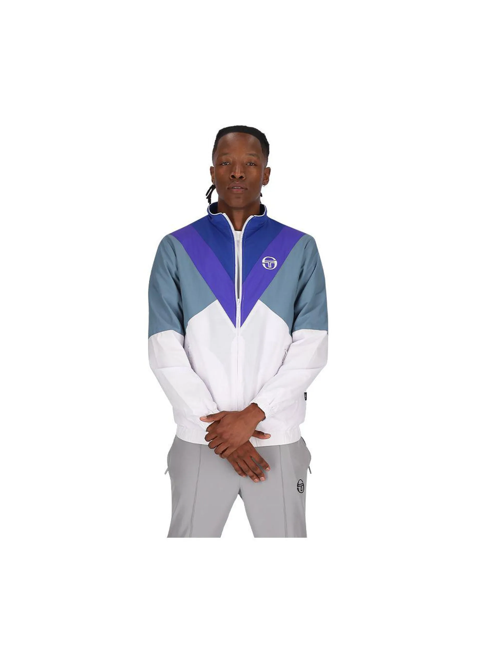 Sergio Tacchini Color Block Mens WindBreaker White Blue