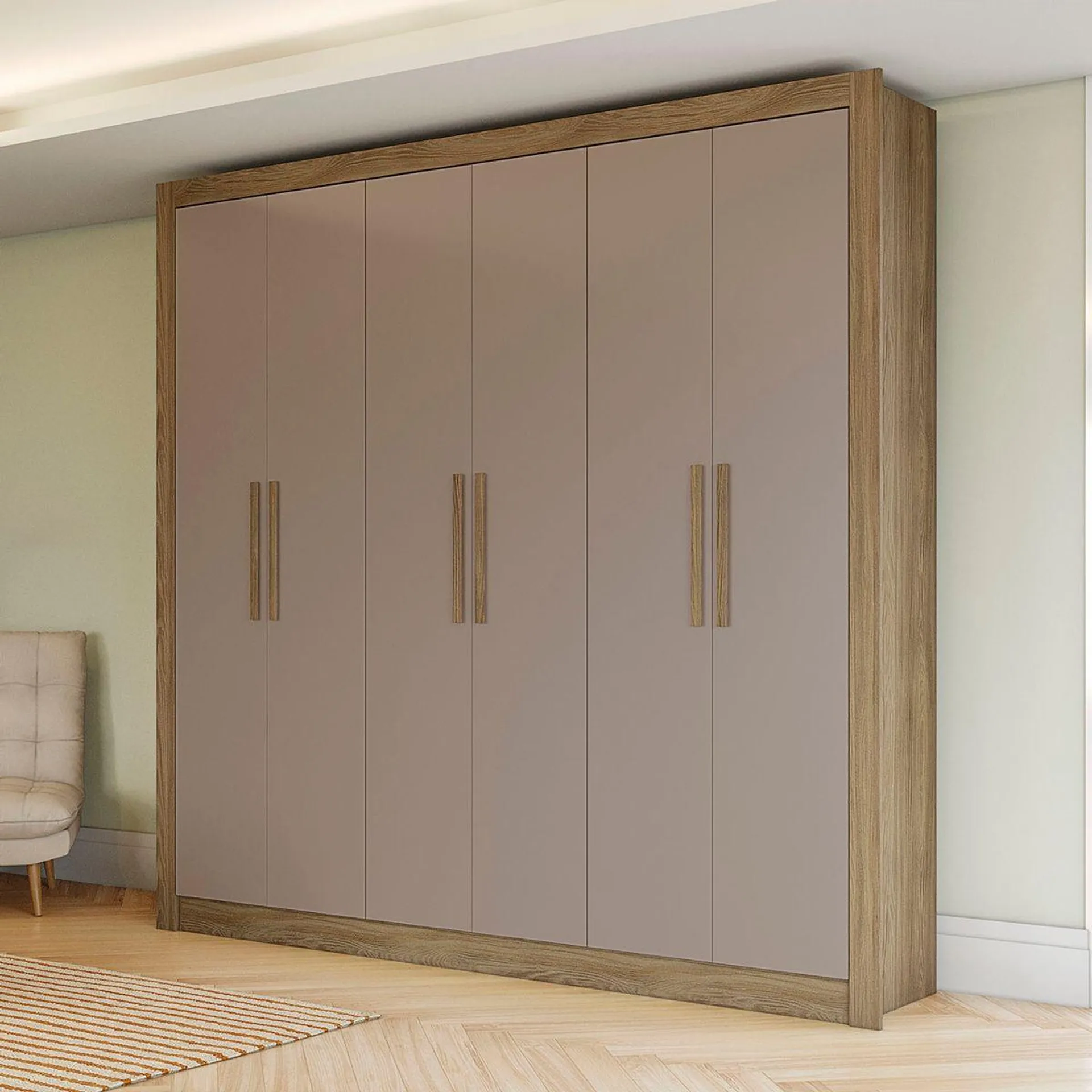 Delgado 6 Door Wardrobe- Brown/Grey