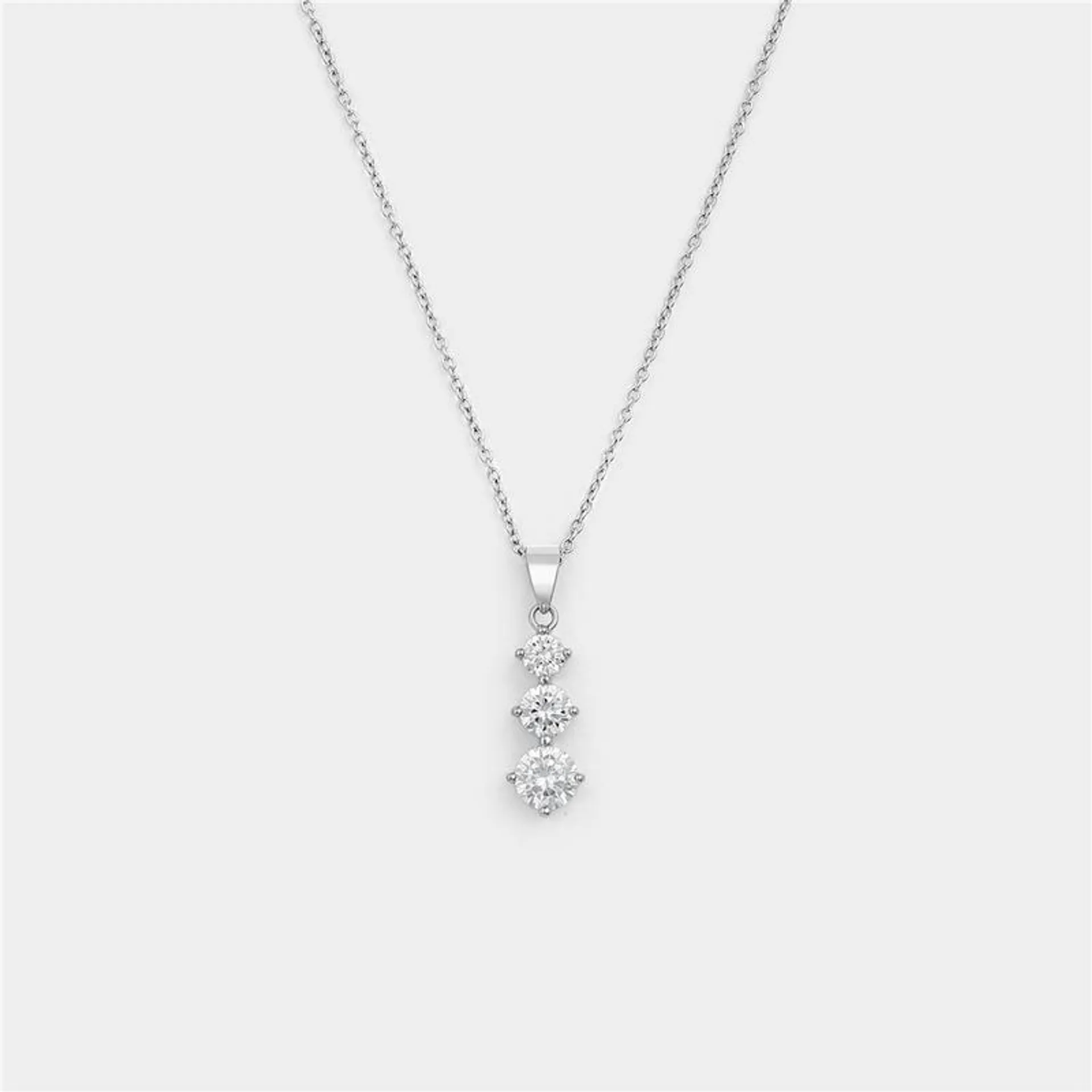 Sterling Silver Cubic Zirconia Trilogy Pendant