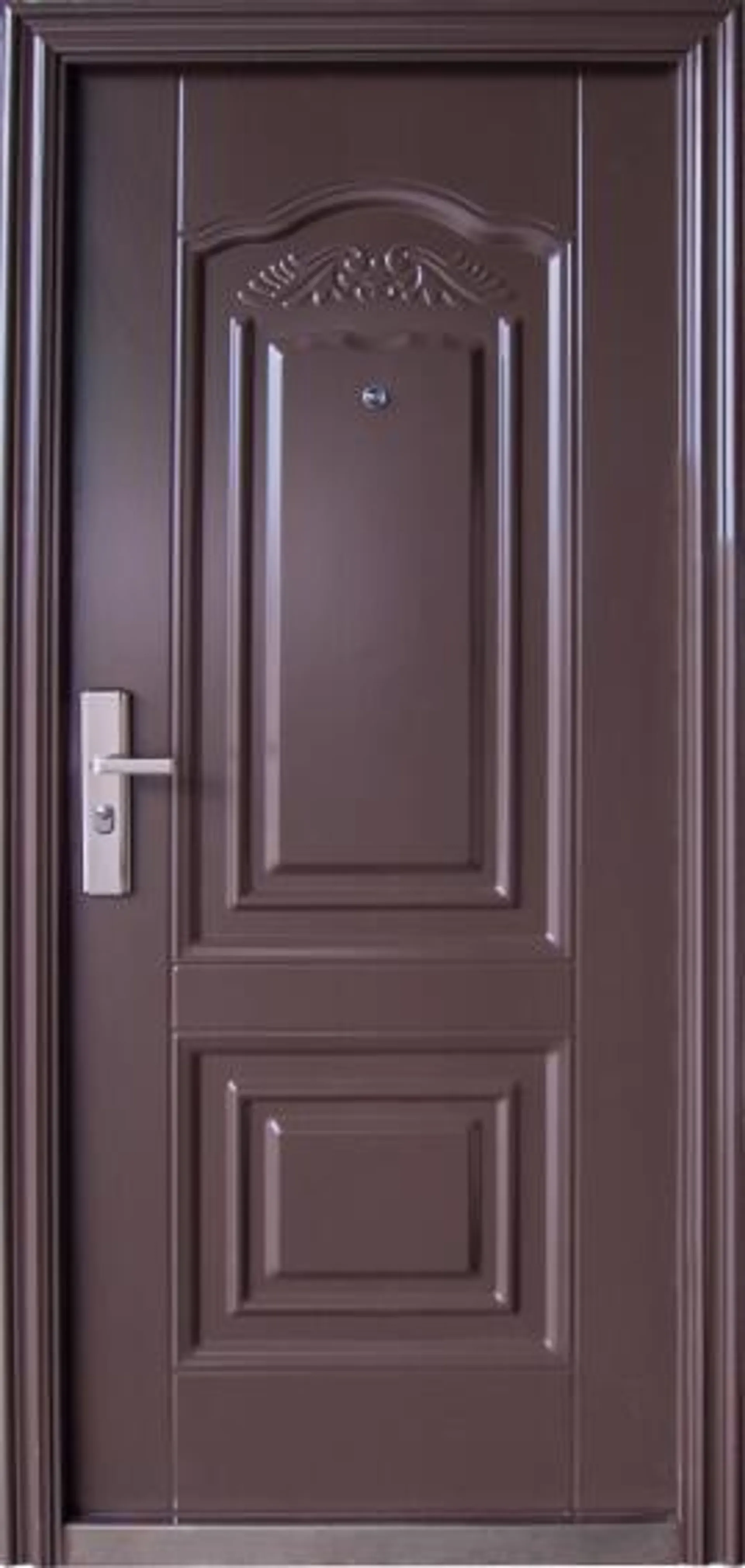 Entry Door High Security Steel with Frame (prehung) 2 Panel Powder Coated Brown Left Hand Opening Open-in-w860xh2050mm