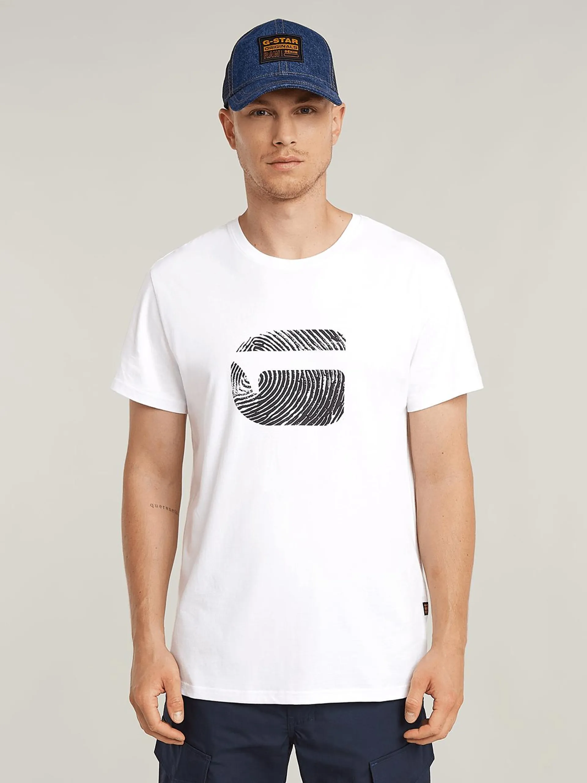 G-Star Mens Finger Print Burger White T-Shirt