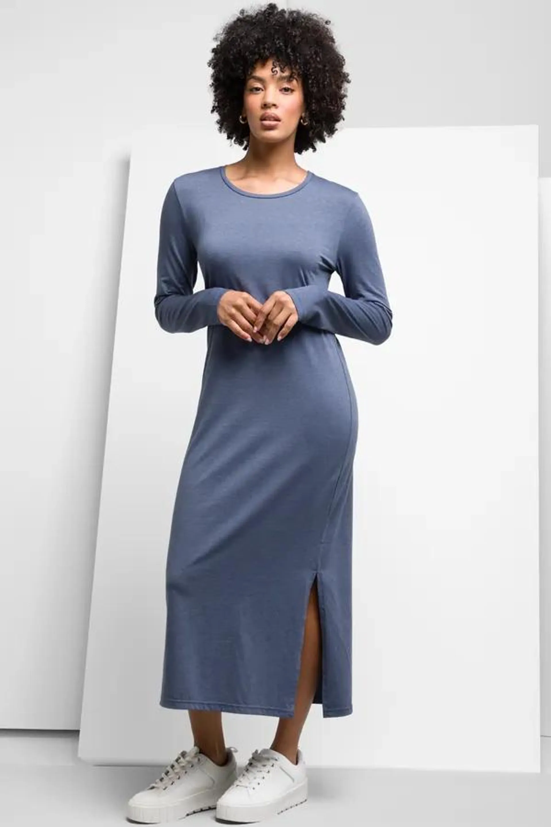 Long sleeve column dress blue