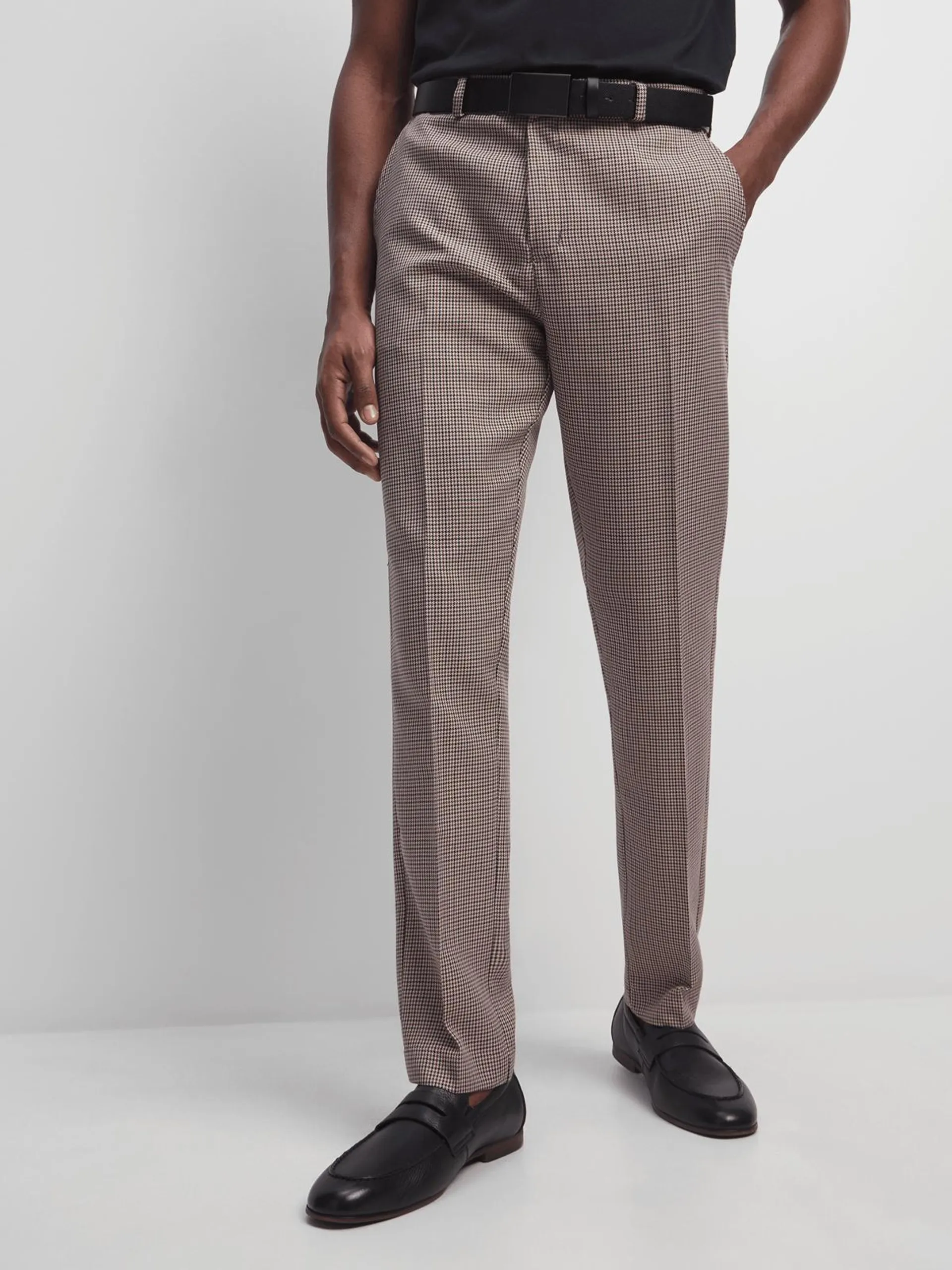 Jet Men's Brown/Black Houndstooth Check Trouser