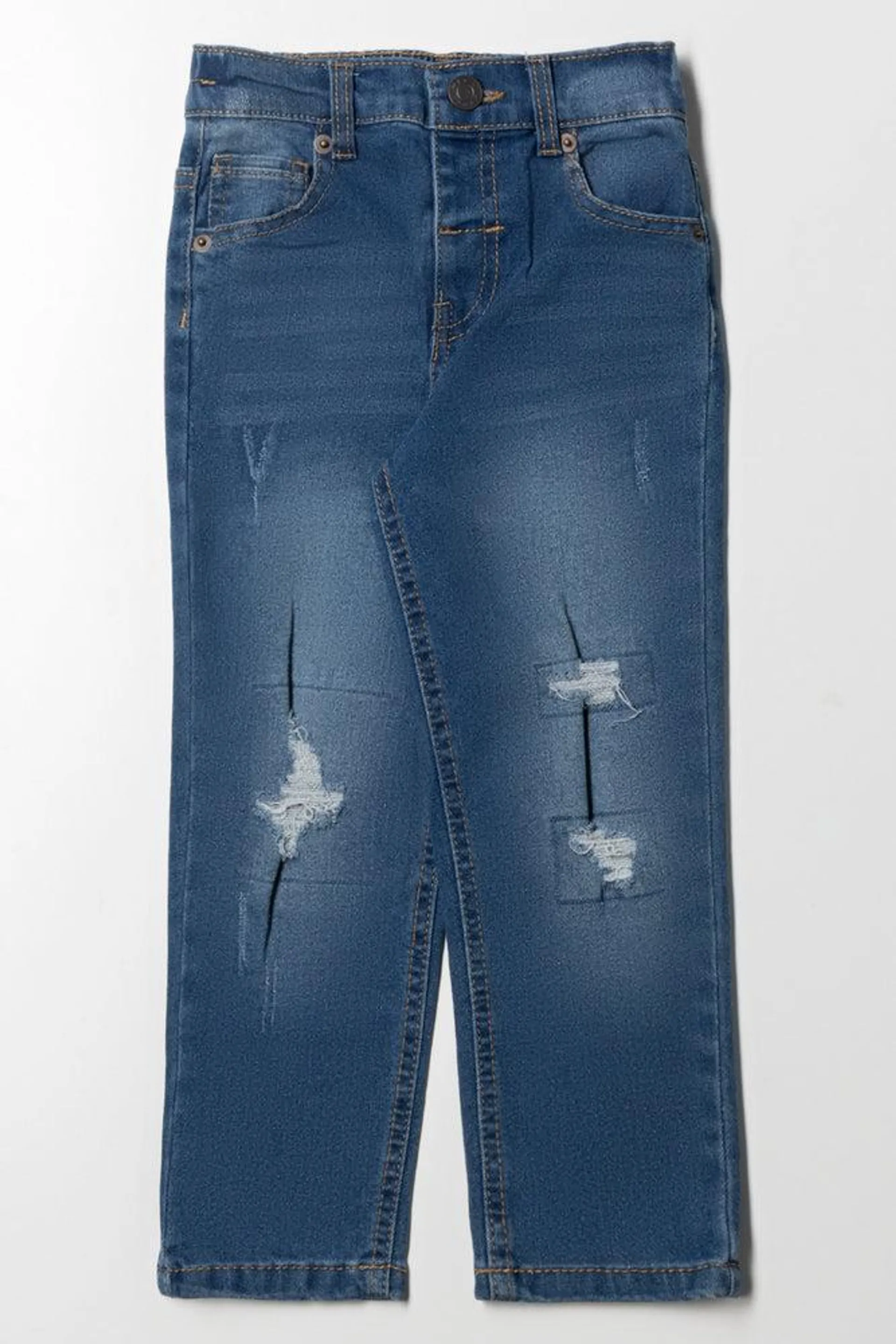 Ripped Skinny Denim Jeans Dark Blue