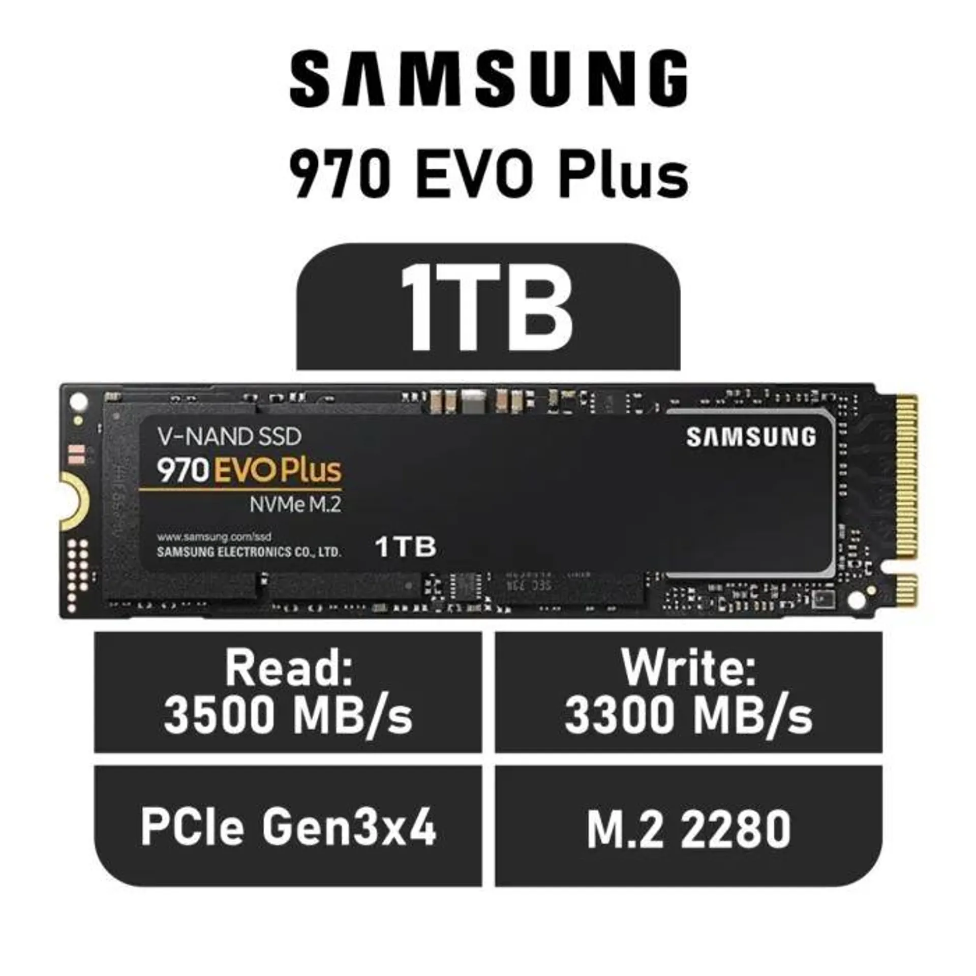 Samsung 970 EVO Plus 1TB PCIe Gen3x4 MZ-V7S1T0BW M.2 2280 Solid State Drive