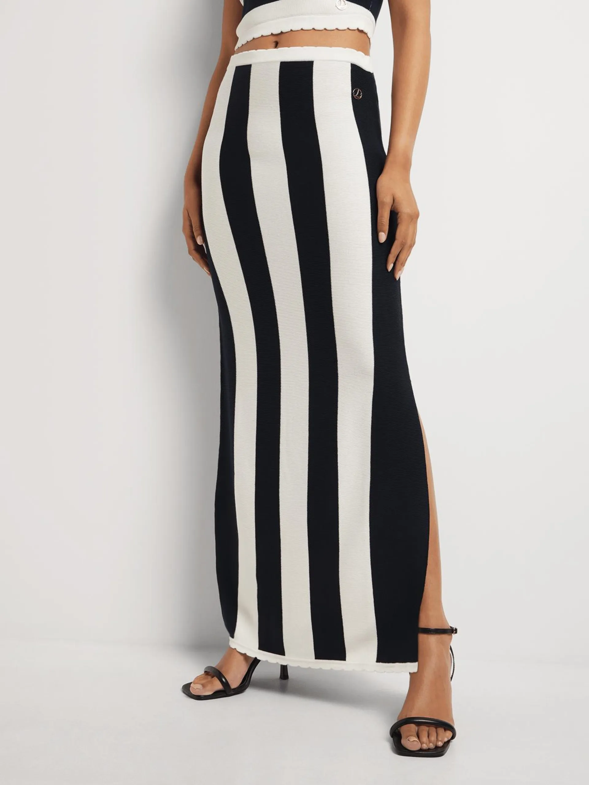 Luella Scalloped Stripe Maxi Skirt