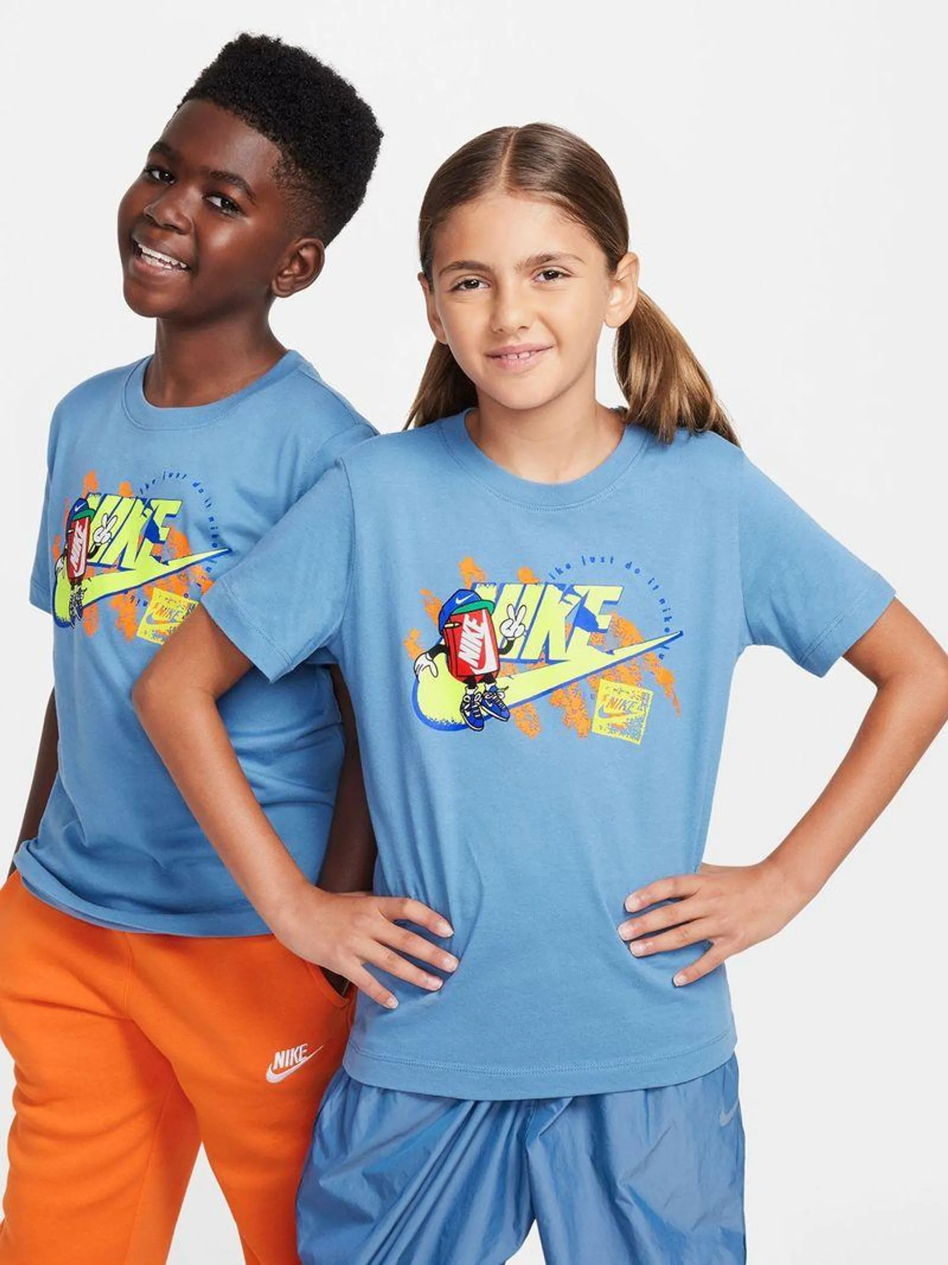 Nike Kids Blue Boxy Futura Cotton Tee