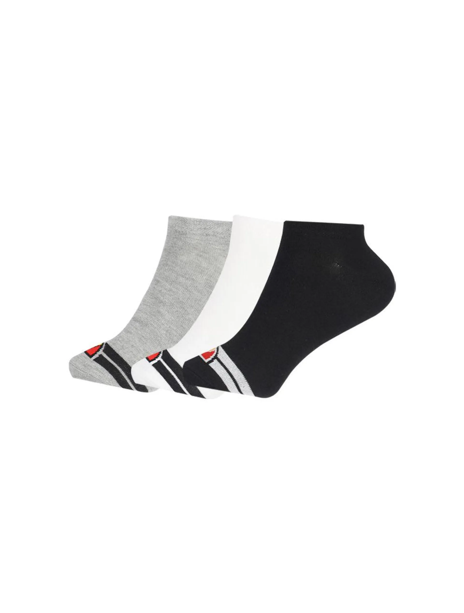 Ellesse 3 Pack Mens Trainer Socks White/Grey/Black