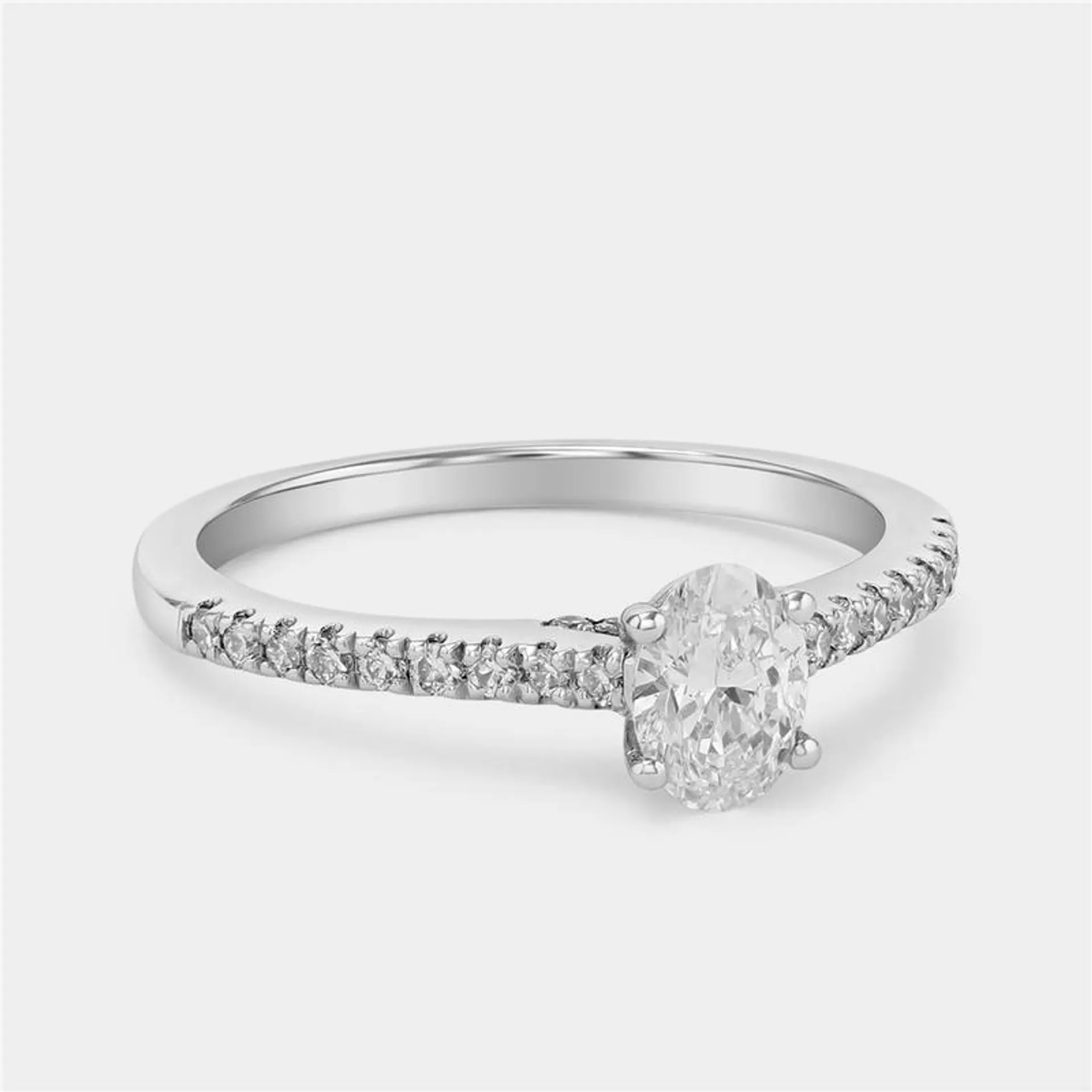 White Gold 0.7ct Lab Grown Diamond Oval Pavé Ring