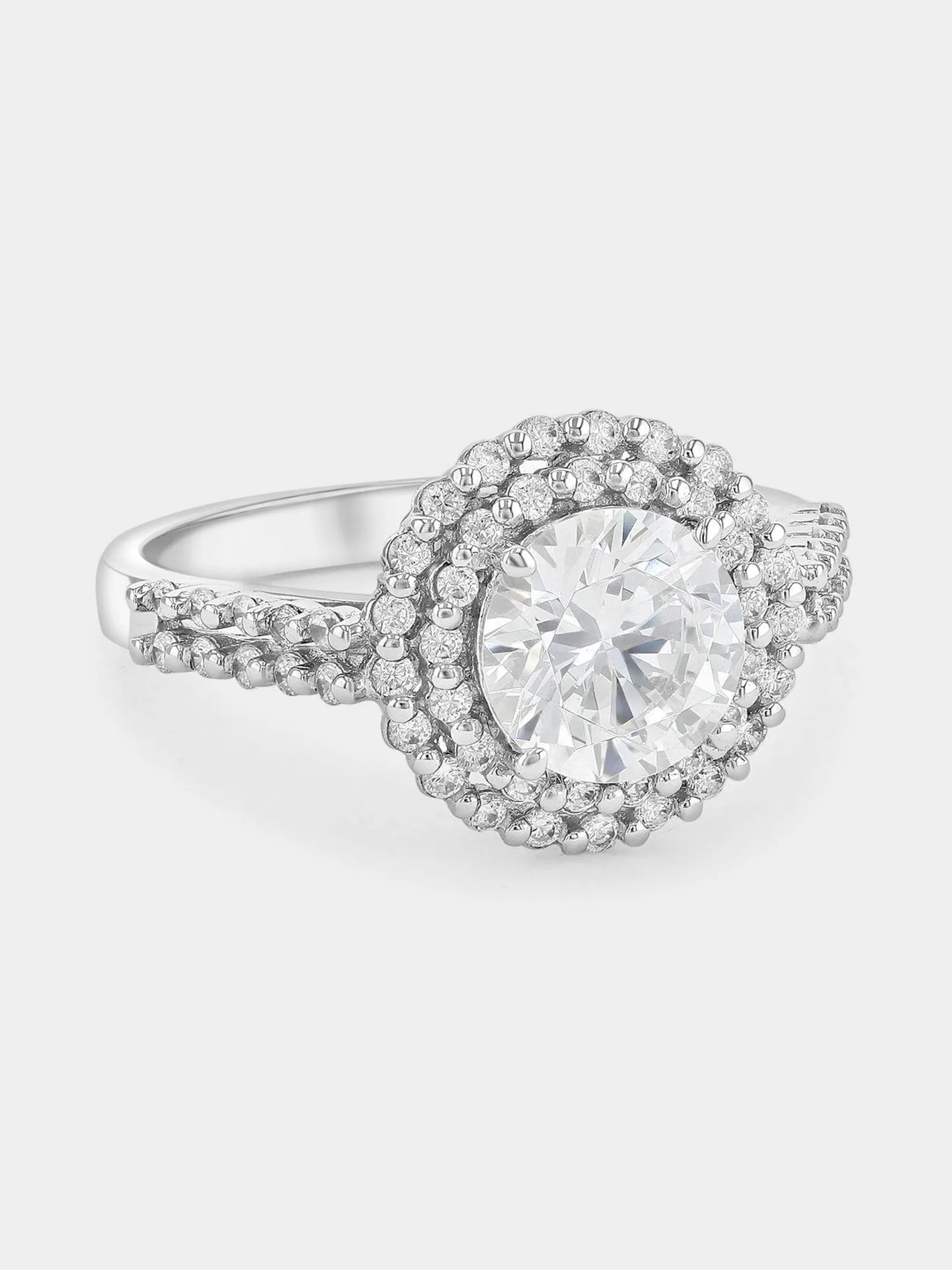 Cheté Sterling Silver Cubic Zirconia Round Double Halo Ring