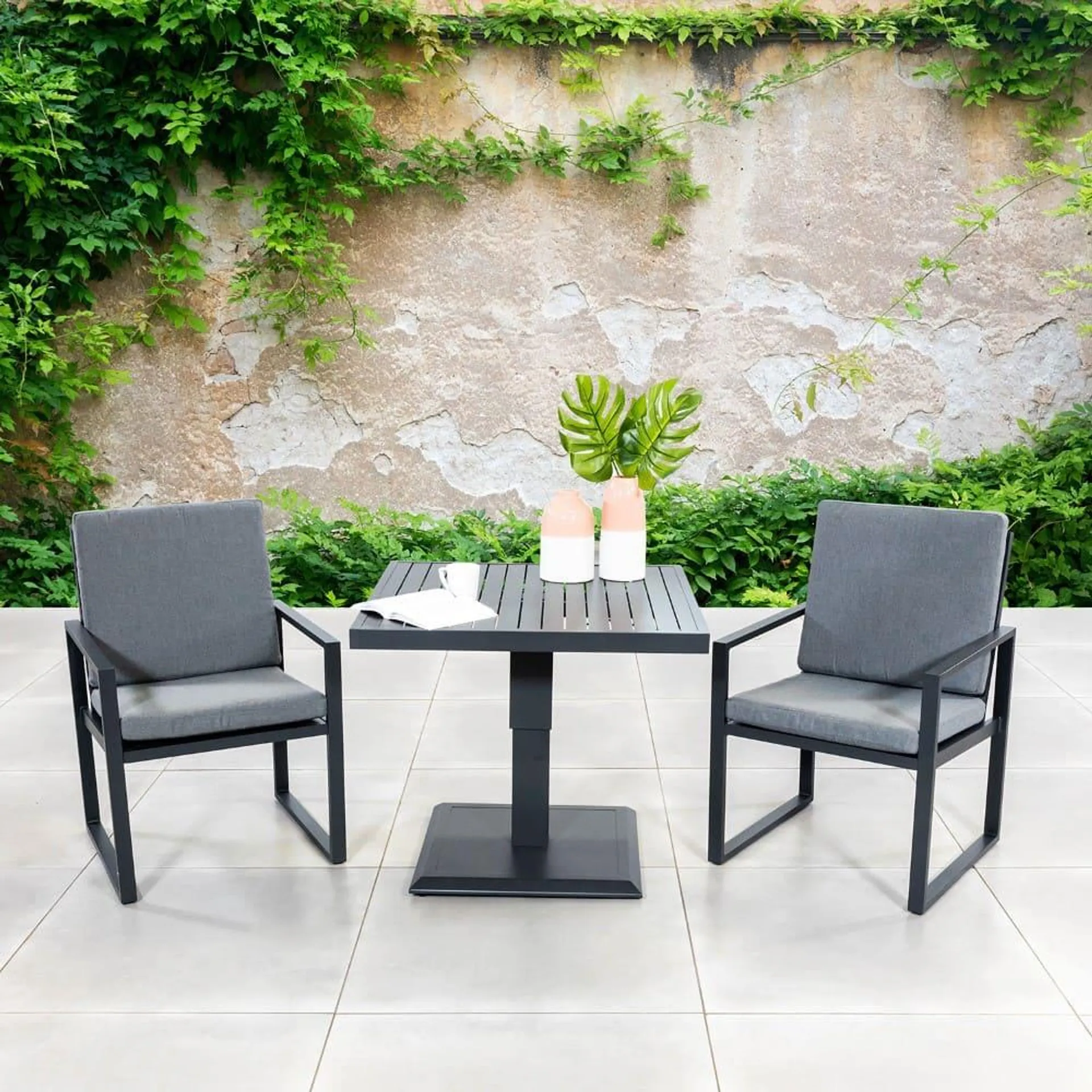 Amalfi 2-Seater Dining Set Charcoal & Grey