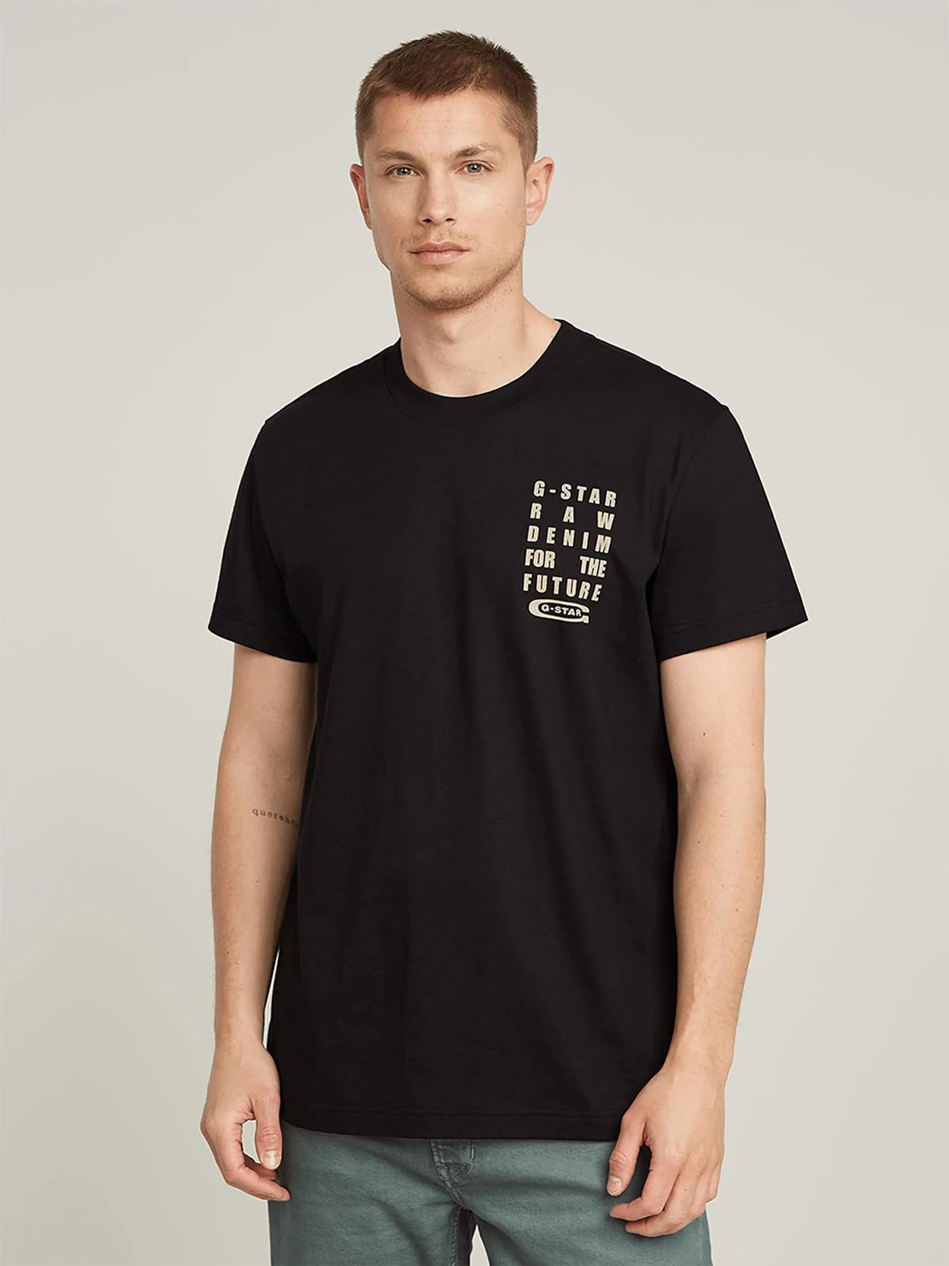 G-Star Men's Text Chest Dark Black T-Shirt