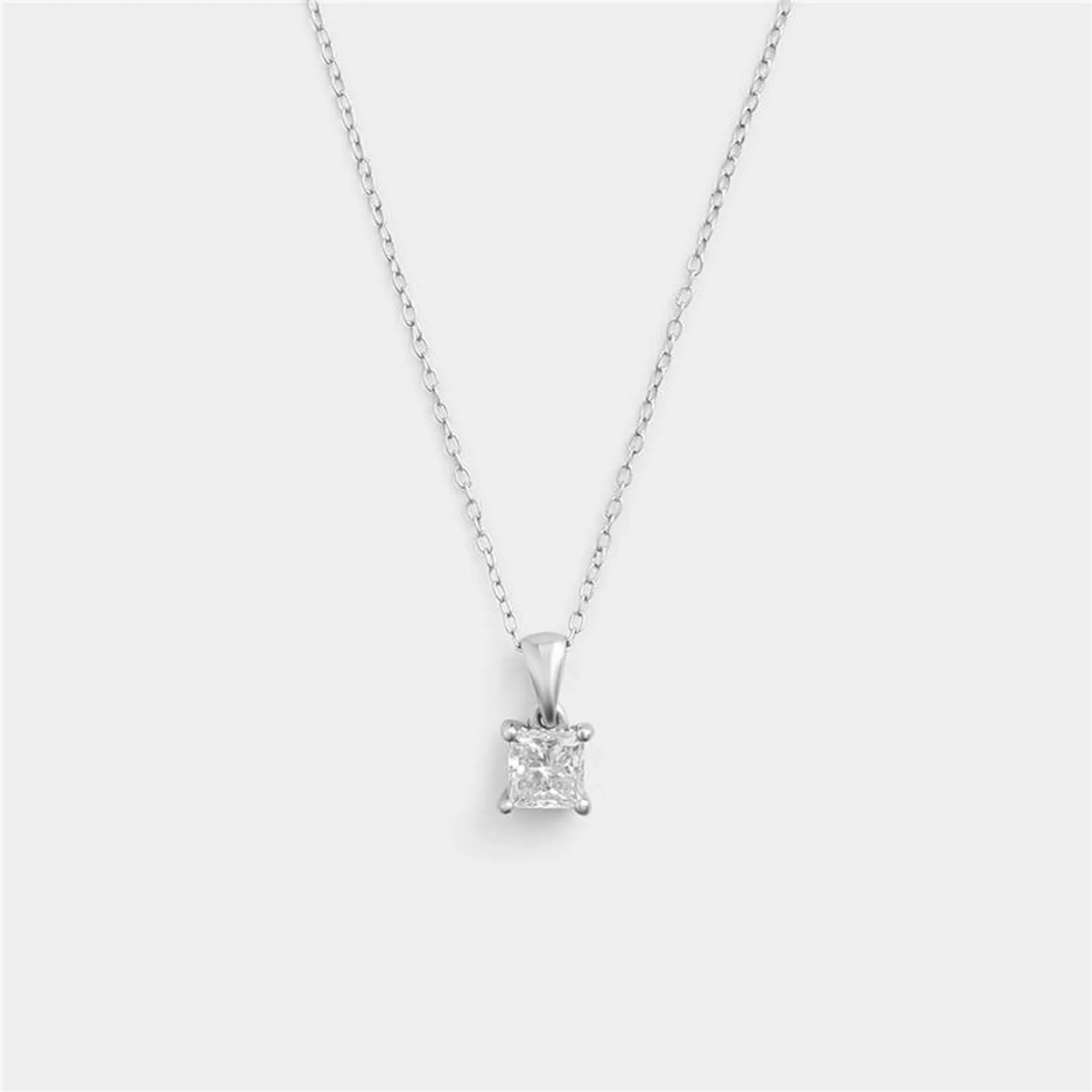 White Gold 0.5ct Lab Grown Diamond Solitaire Princess-Cut Pedant