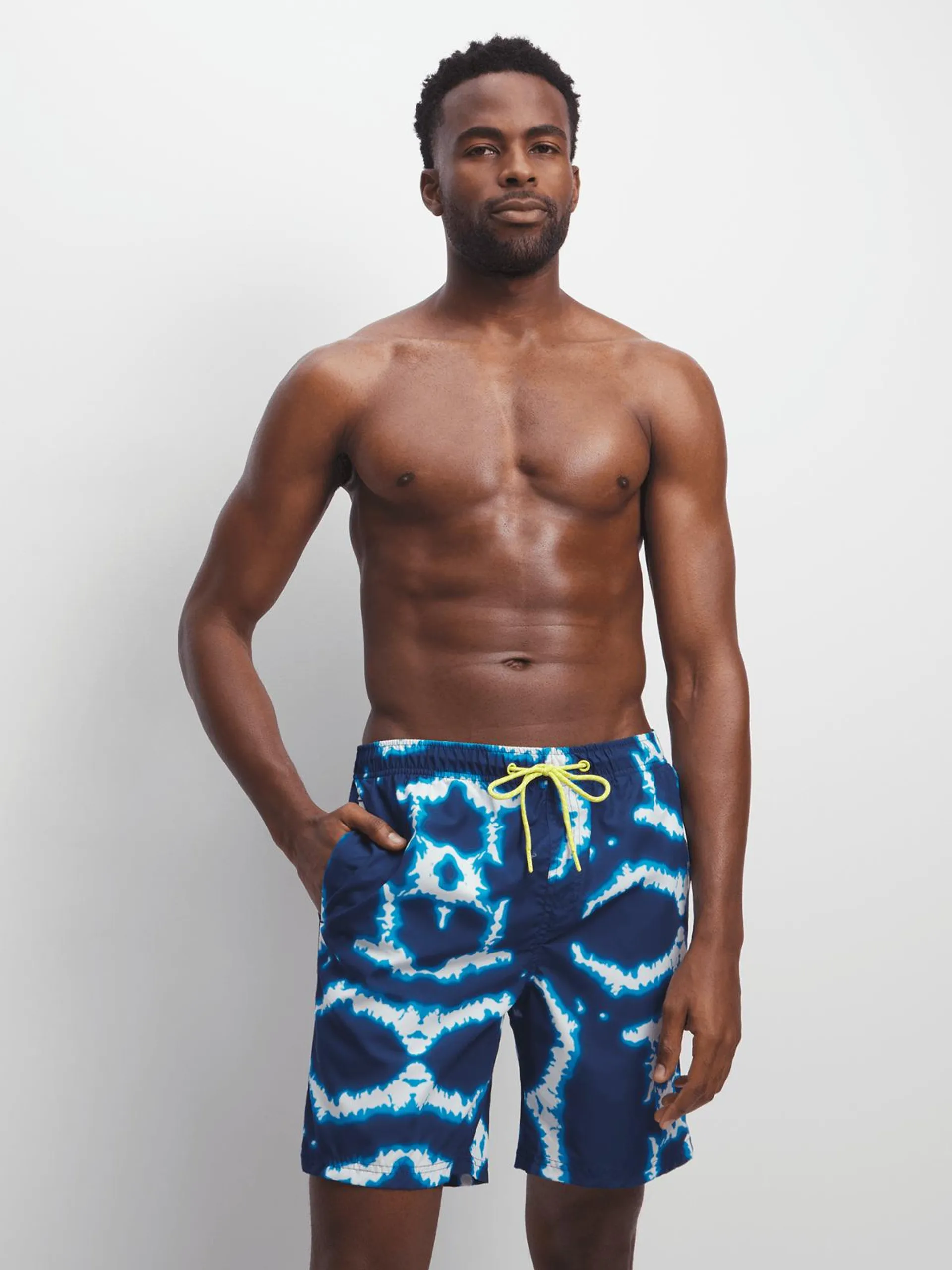 Jet Men's Blue Abstract Print Swim Shorts