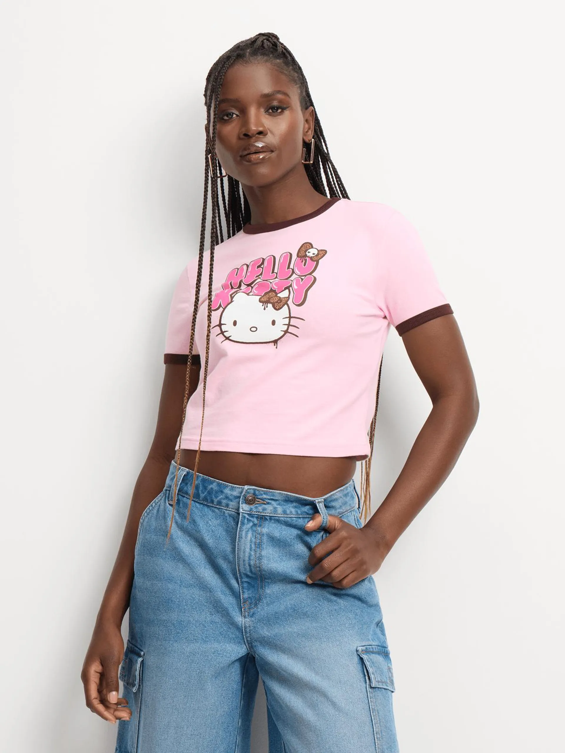 Women's Pink Baby Hello Kitty Cropped Top